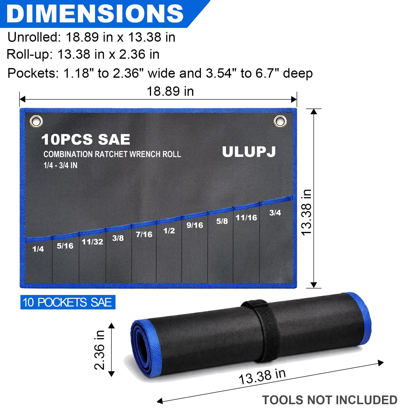 2PCS Wrench Roll, Wrench Roll Up Pouch, Wrench Organizer, HeavyDuty Tool Pouc…