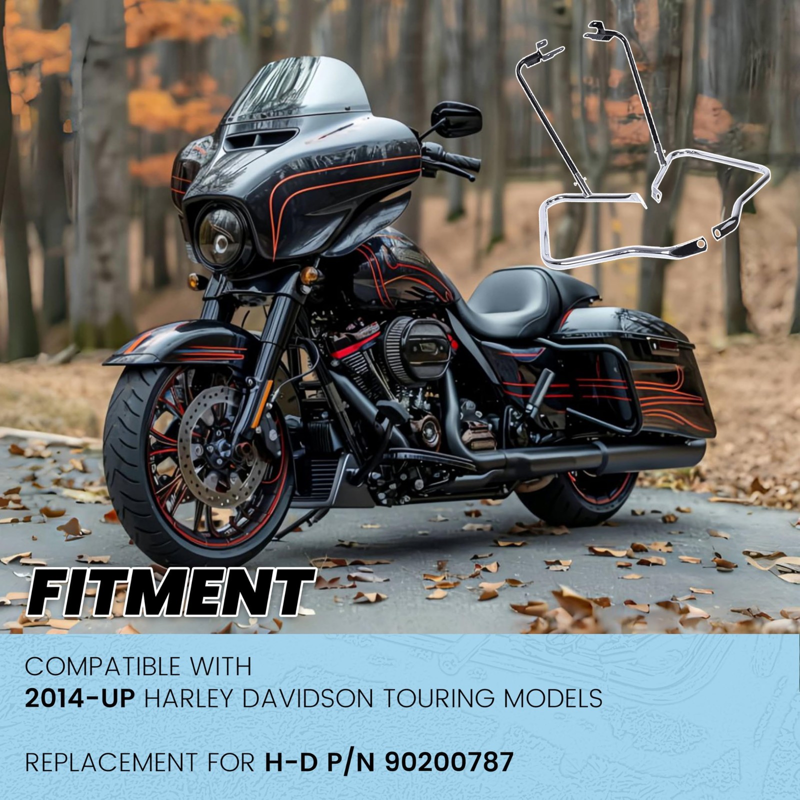 Saddlebag Bracket Guard Bars Compatible with 2014-2024 Harley Davidson Tourin…