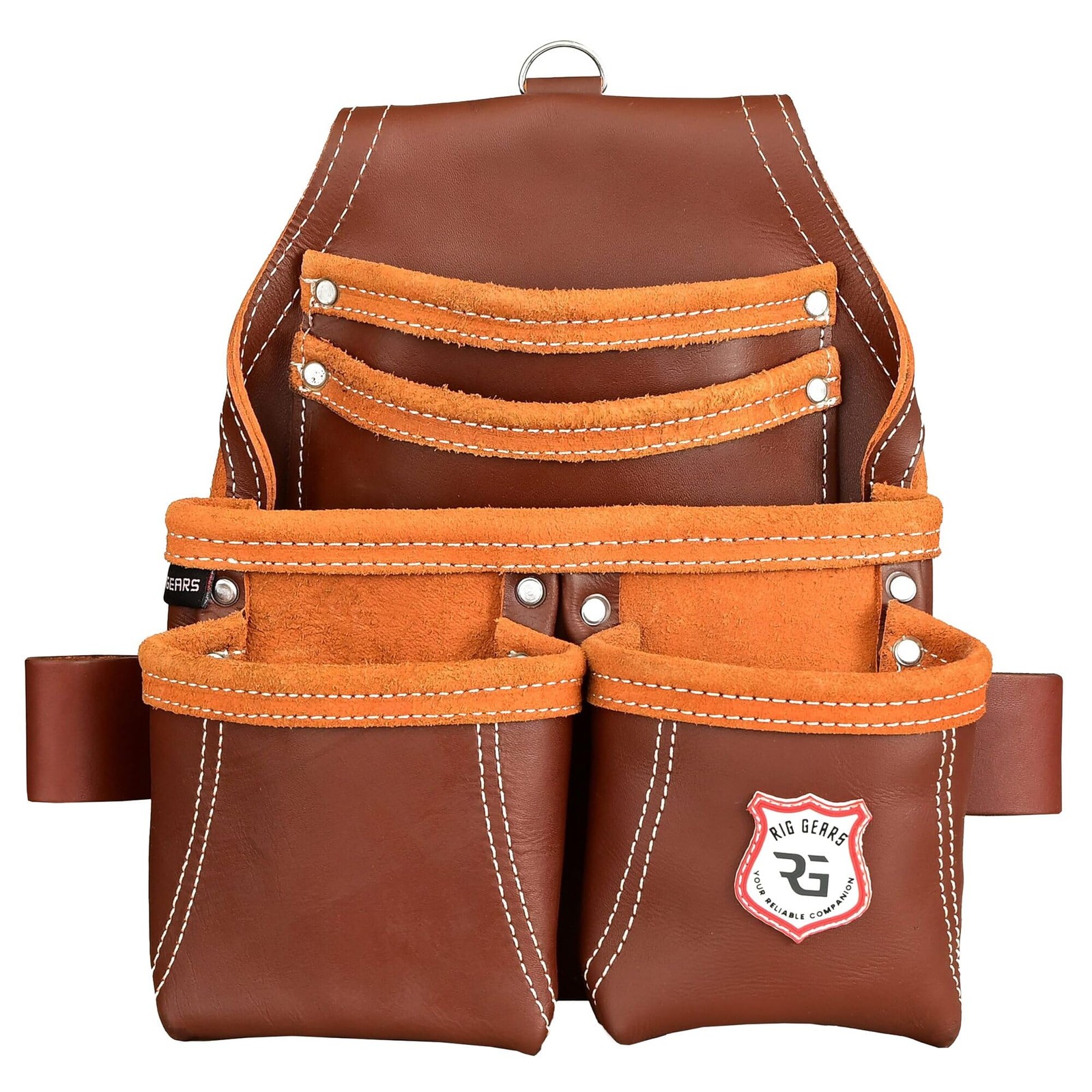 Leather Tool Pouch for Electrician | 5 Pockets Framers Tool Belt Pouches Maroon