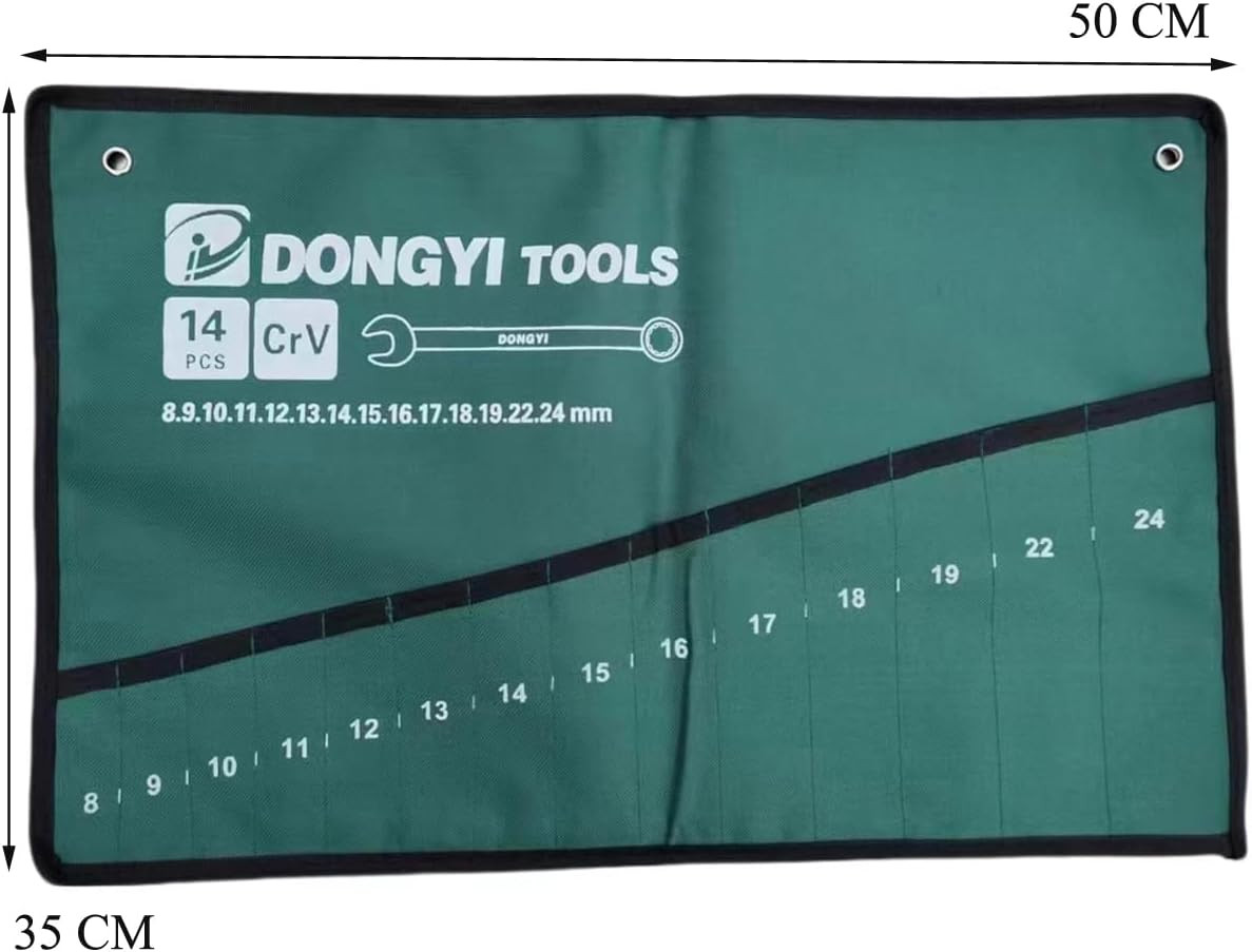 Wrench Roll Up Pouch 2 Pack Canvas Tool Organizer for Metric Wrenches
