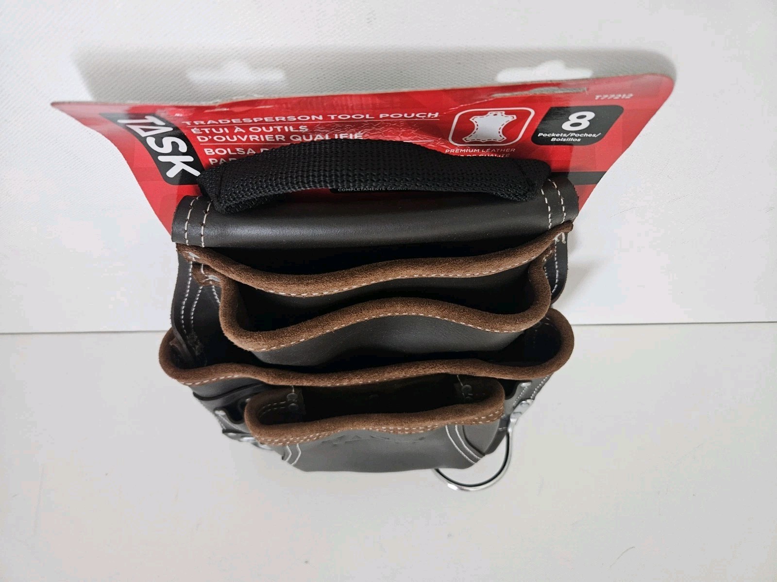 TASK 8 Pocket Premium Leather Tradesperson Tool Pouch Belt Holster T77212 NEW