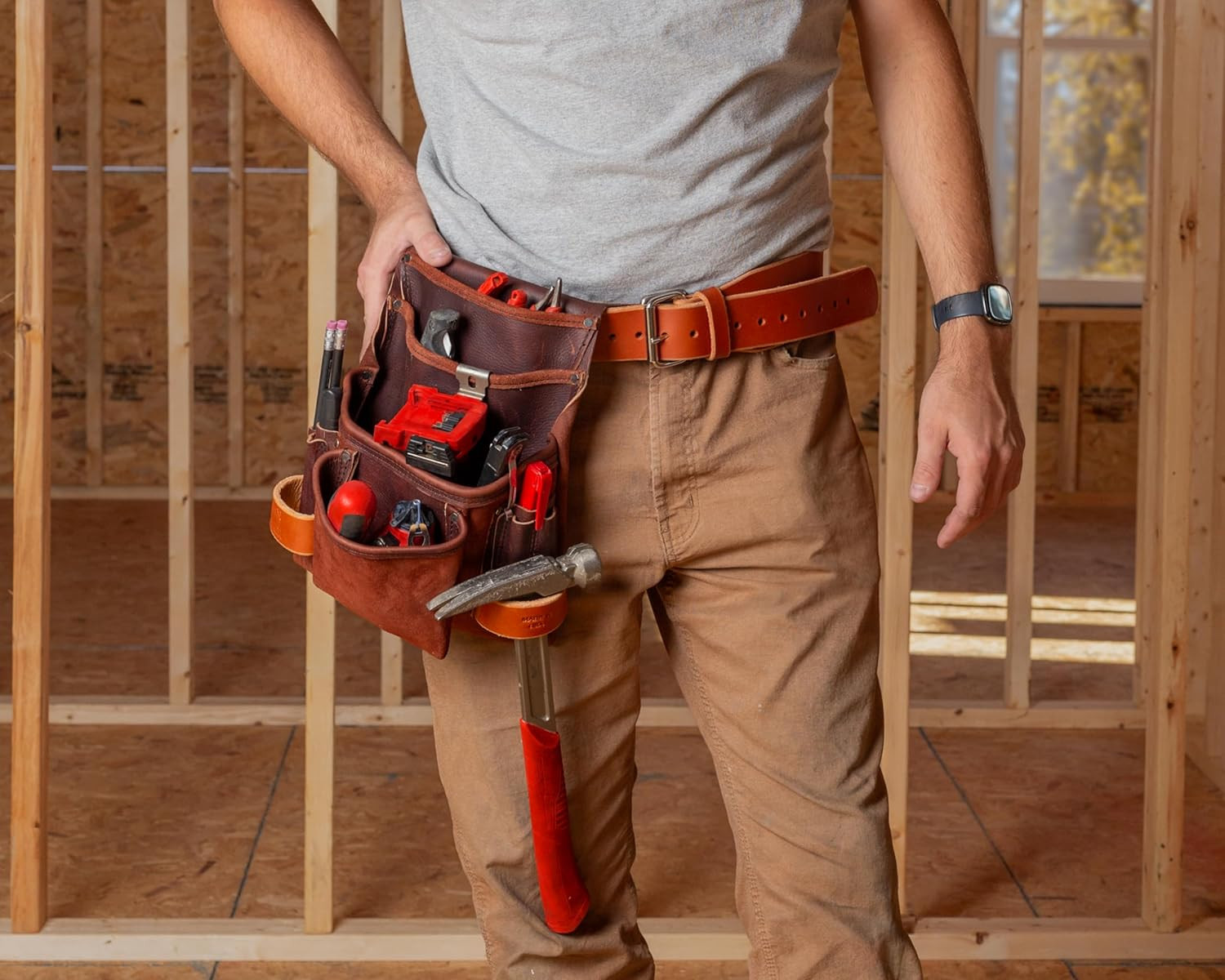 Heavy Duty Tool Pouch – All Leather – Reinforced Seams – Professional Grade
