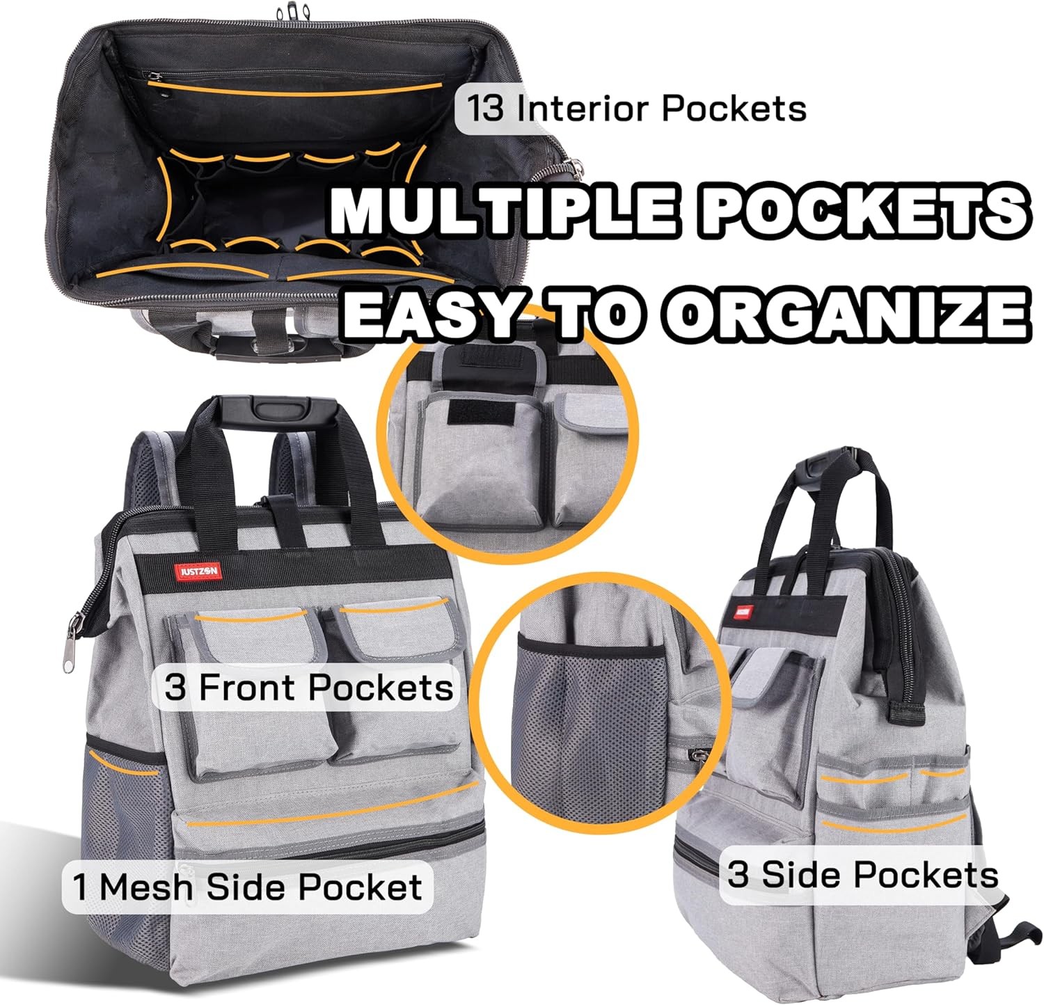 Backpack Tool Bag Padded Heavy Duty Electrician Plumber