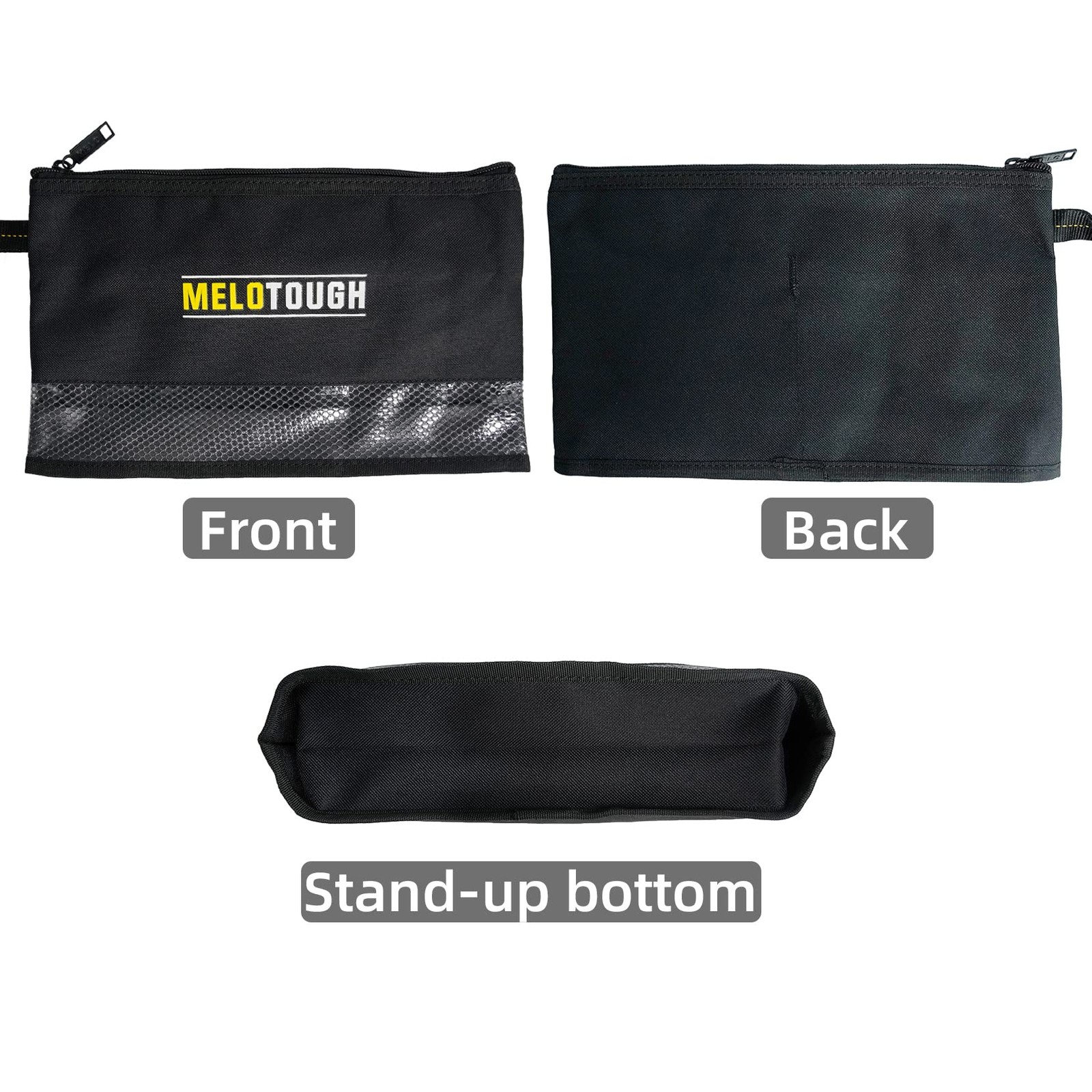 2 PCS Black Small Zipper Tool Pouch Bag Durable Storage Organizer Tote
