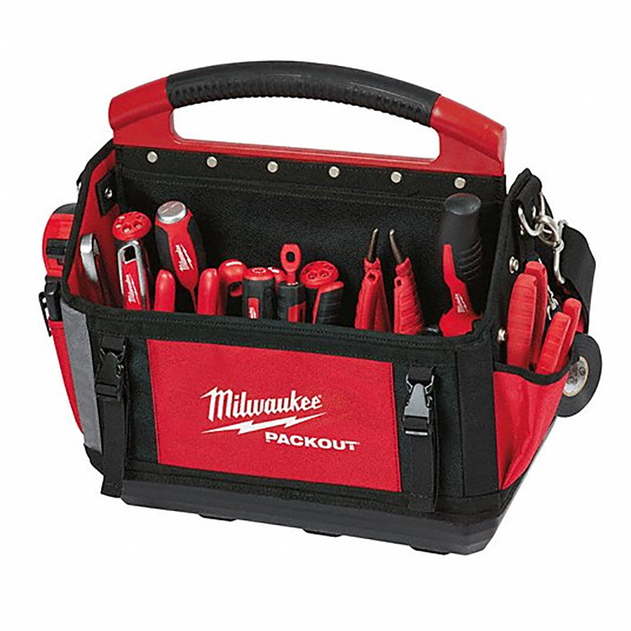 Milwaukee 48-22-8315 15″ PACKOUT Storage Tote, 32 Total Pockets Metal Tape Clip