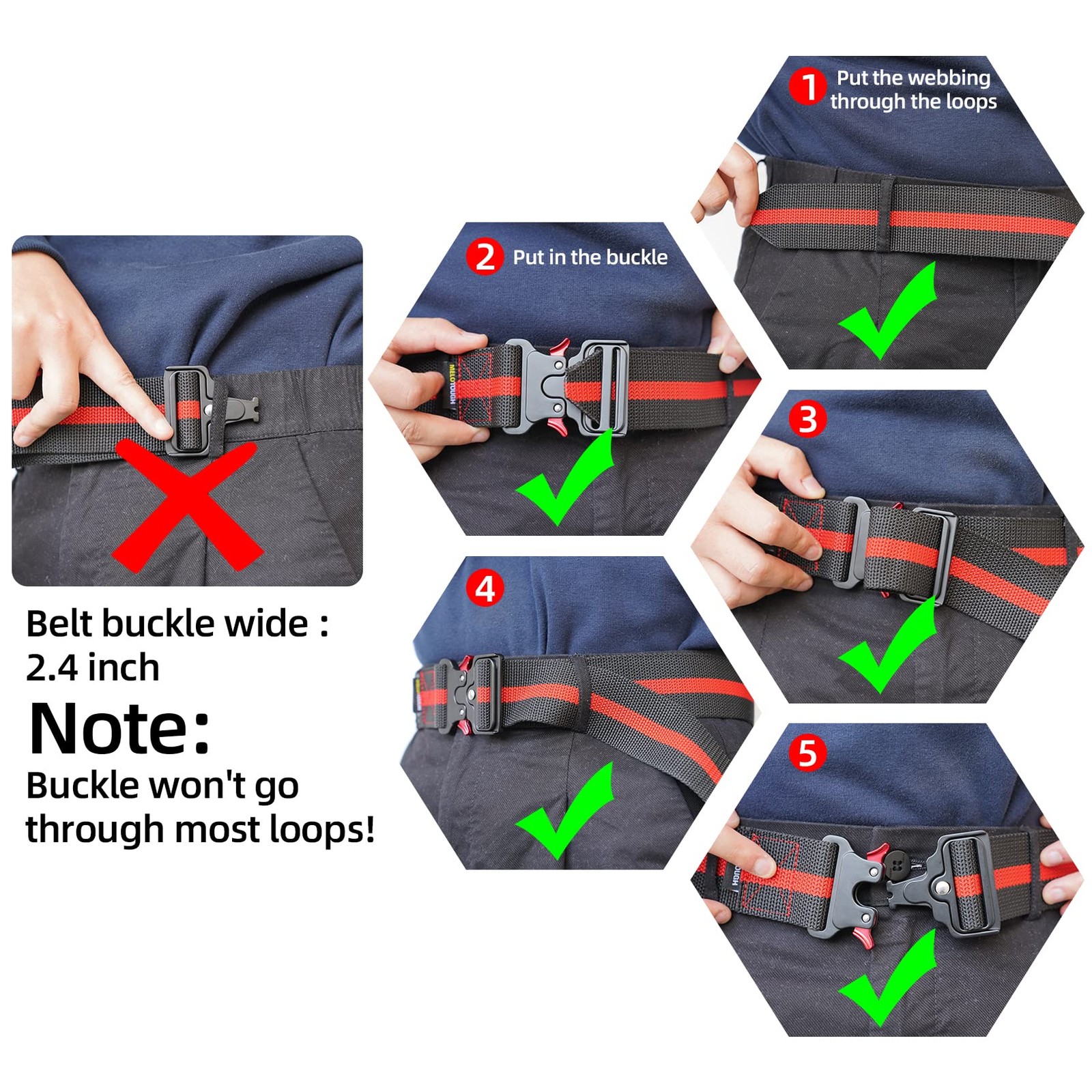 2″ Nylon Web Work Tool Belt for Men with Heavy Duty Quick Release Rugged Meta…