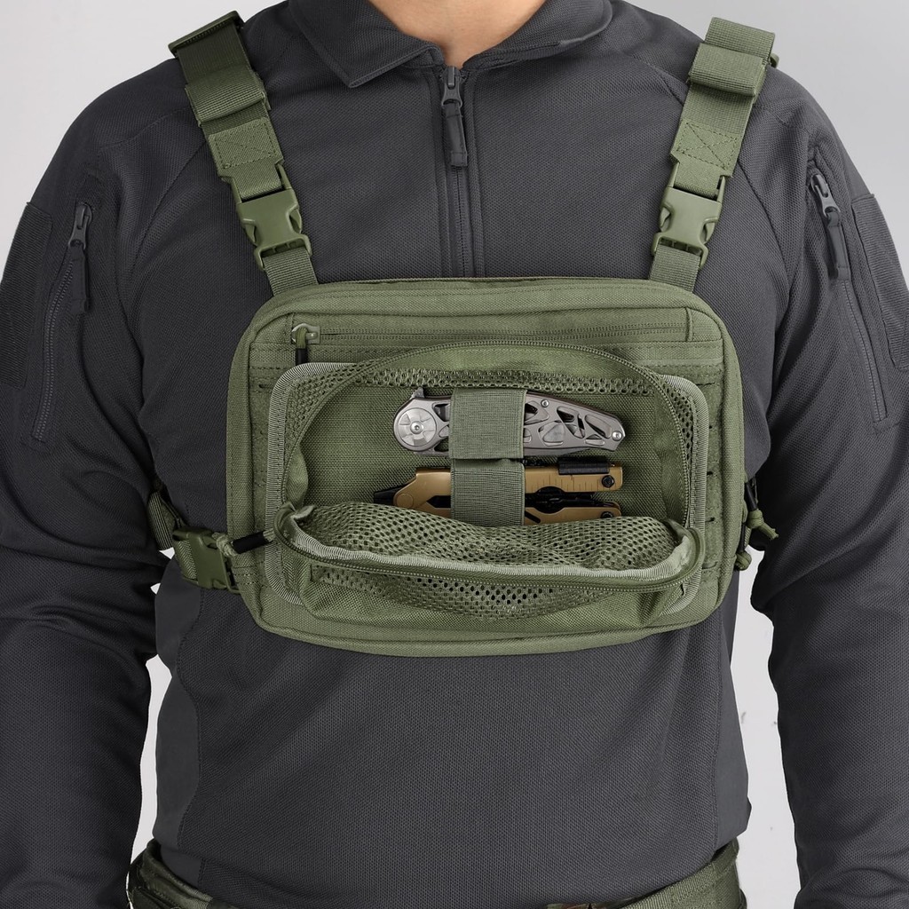 Mesh tool organizer with zipper hook loop for backpack expansion outdoor