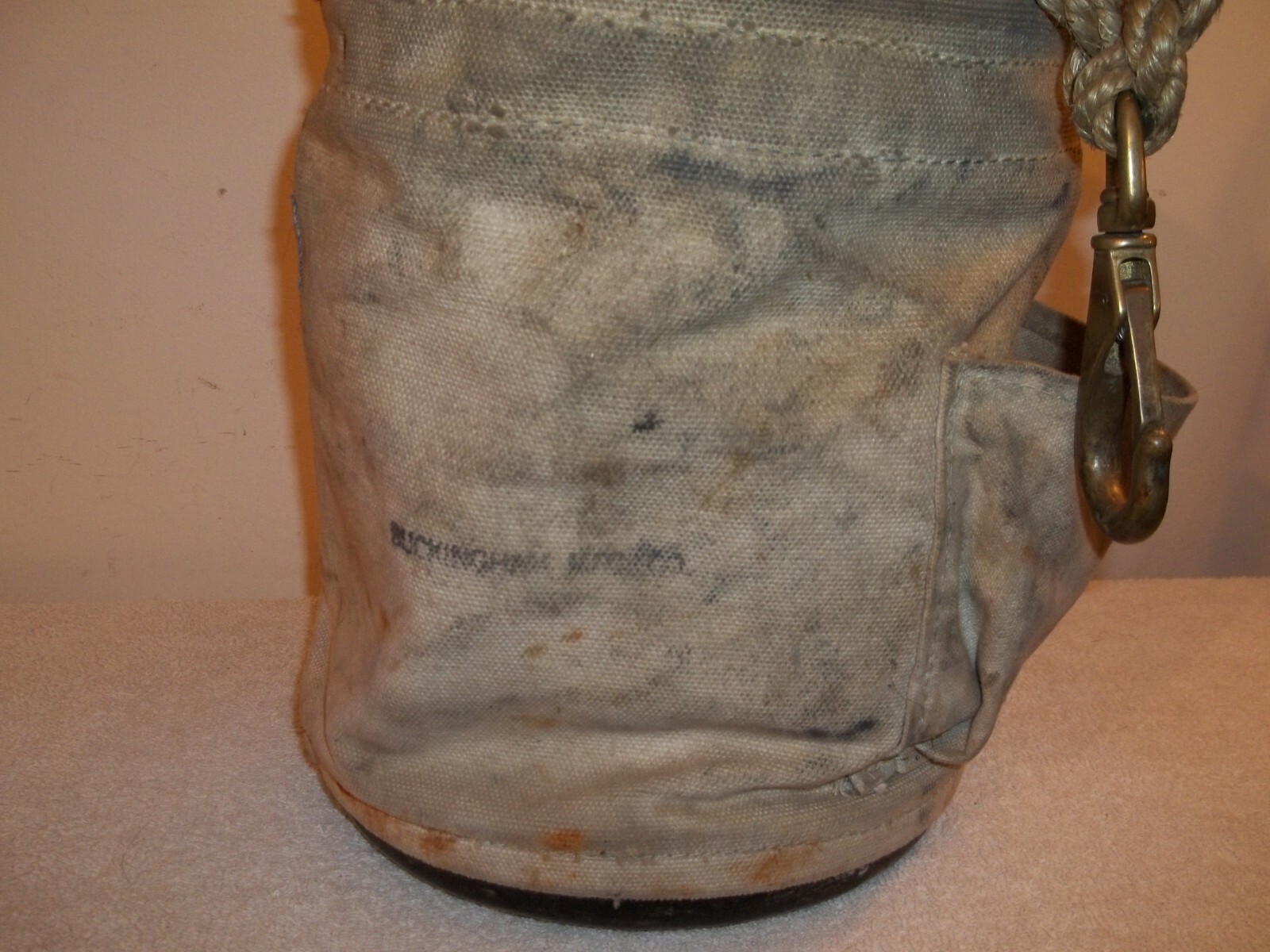 Vtg Buckingham Linemans Canvas Tool Bag Brass Clip Hanging Line Garden Bag