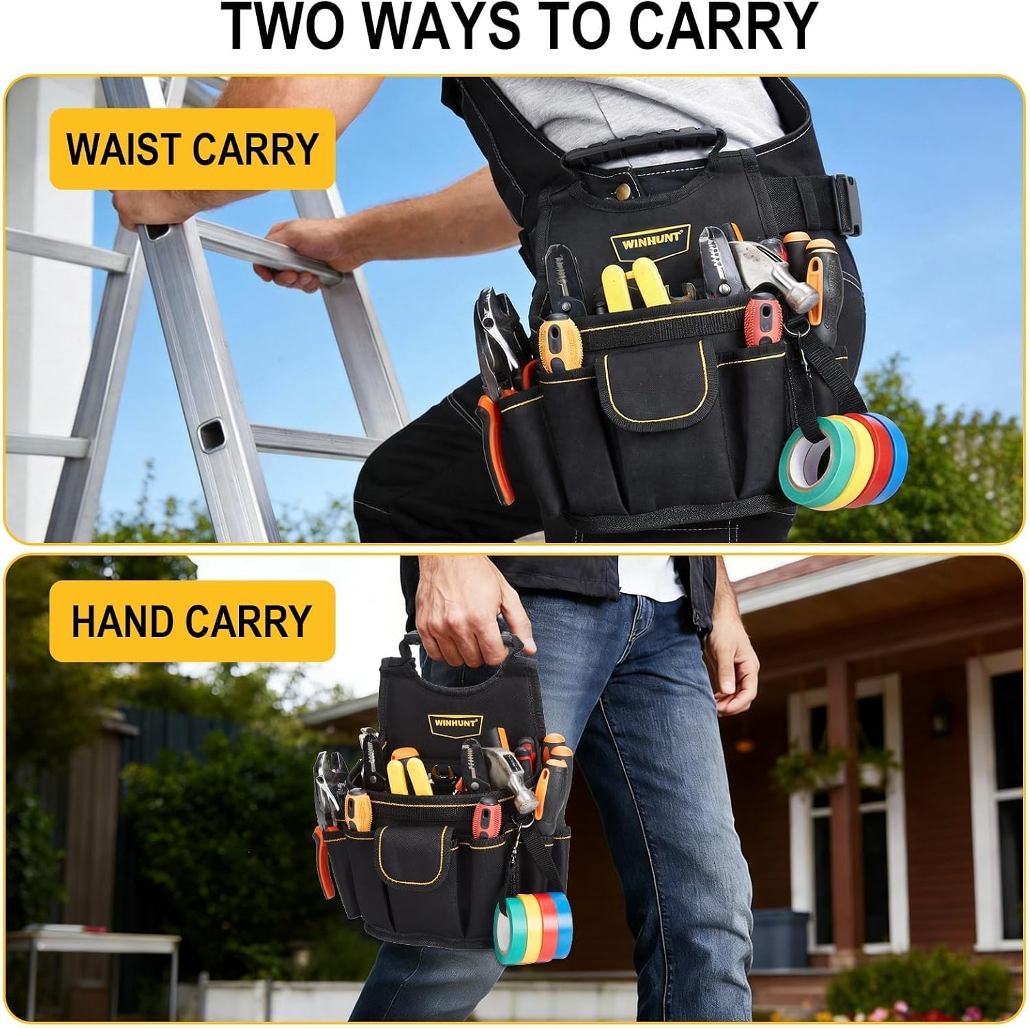 Oxford Tool Tote 8in Heavy Duty Multiple Pockets Shoulder Strap Organizer Bag