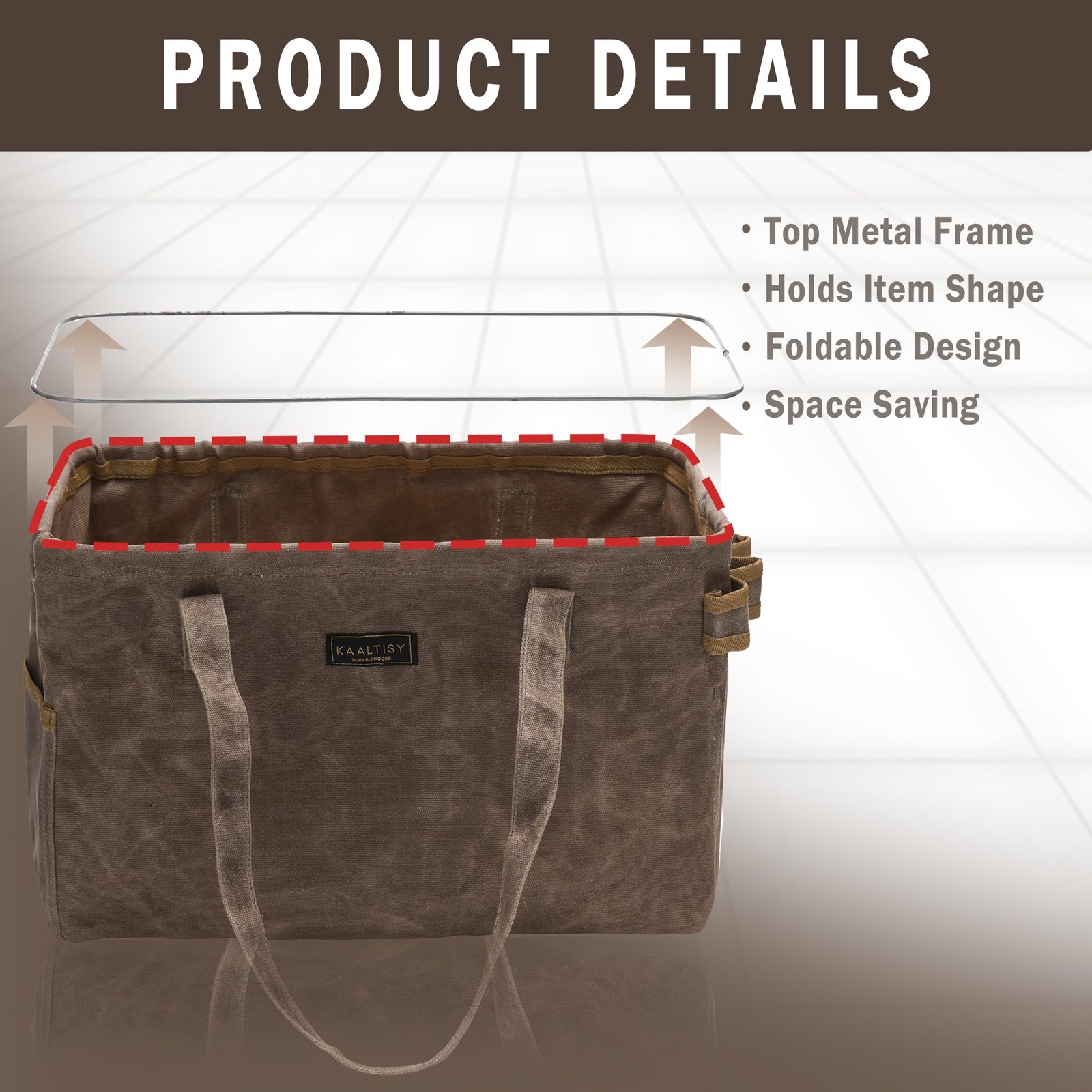 Tool Bag, Foldable Rectangular Hand Tool Storage Bag, 16OZ Waxed Canvas Tool …