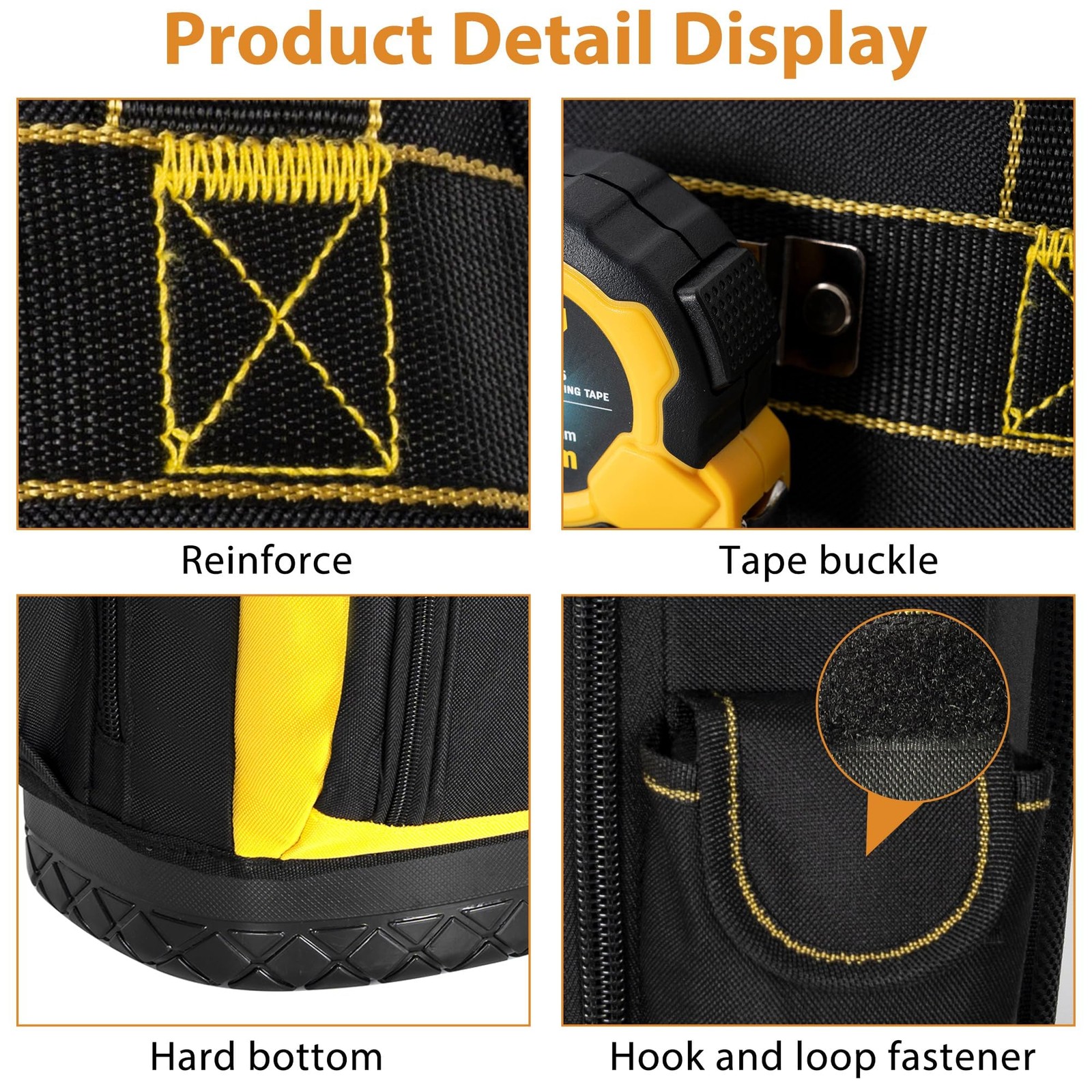 OUUTMEE Tool Backpack, Work Bag with Multi-Use Pockets, 16”, Yellow