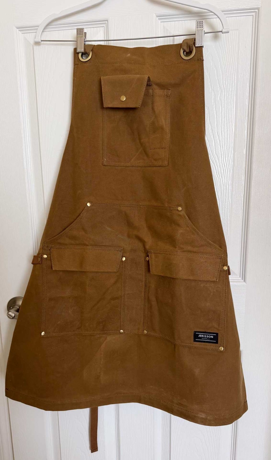 Jerisson Supply Waxed Canvas Work Apron Brown Adjustable Utility Shop BBQ Tool