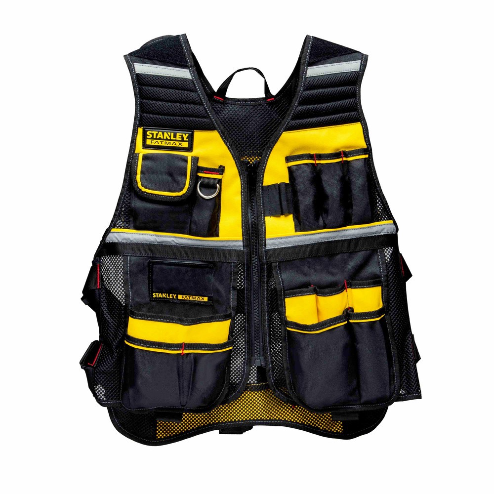 Stanley FMST530201 FATMAX One-Size-Fits-All Tool Vest – Gray/Black/Yellow New