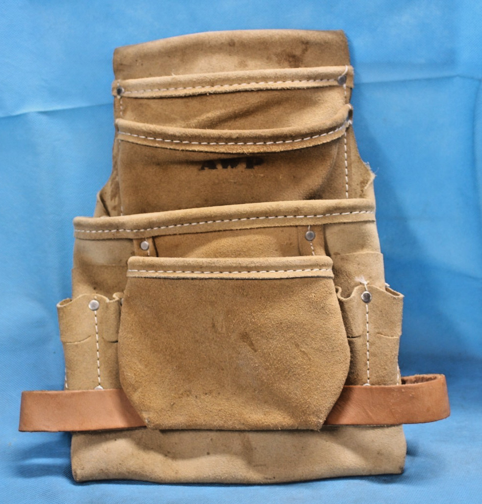 AWP Classic 8-Pocket Leather Tool Pouch Grain Leather General Construction Tool