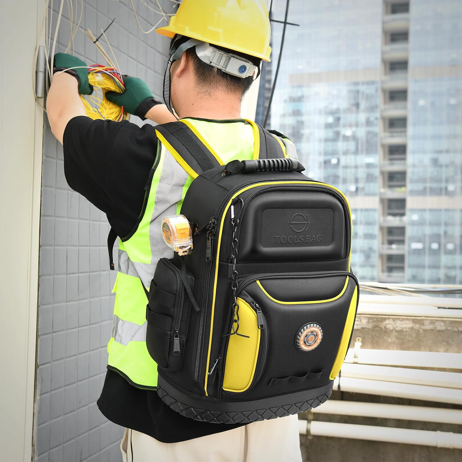 Tool Backpack Bag, Durable Electrician Backpack Tool Bag for HVAC with Waterproo