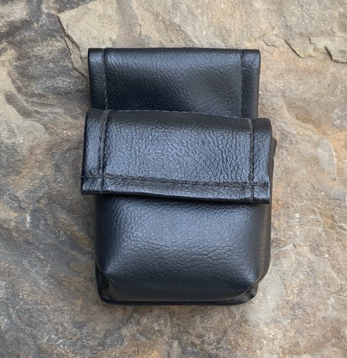 Faux Leather Belt Strap Carry Pouch. Small. Black