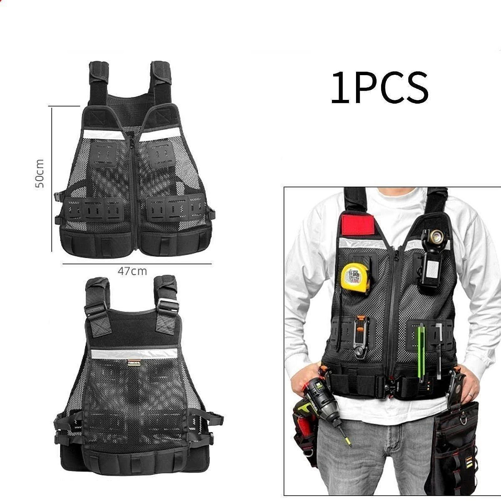 Tool Vest Electrician Maintenance Sturdy High Performance with Pockets Black