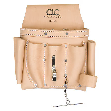 Clc Work Gear 521 Tool Pouch, Tool Pouch, Tan, Leather, 8 Pockets