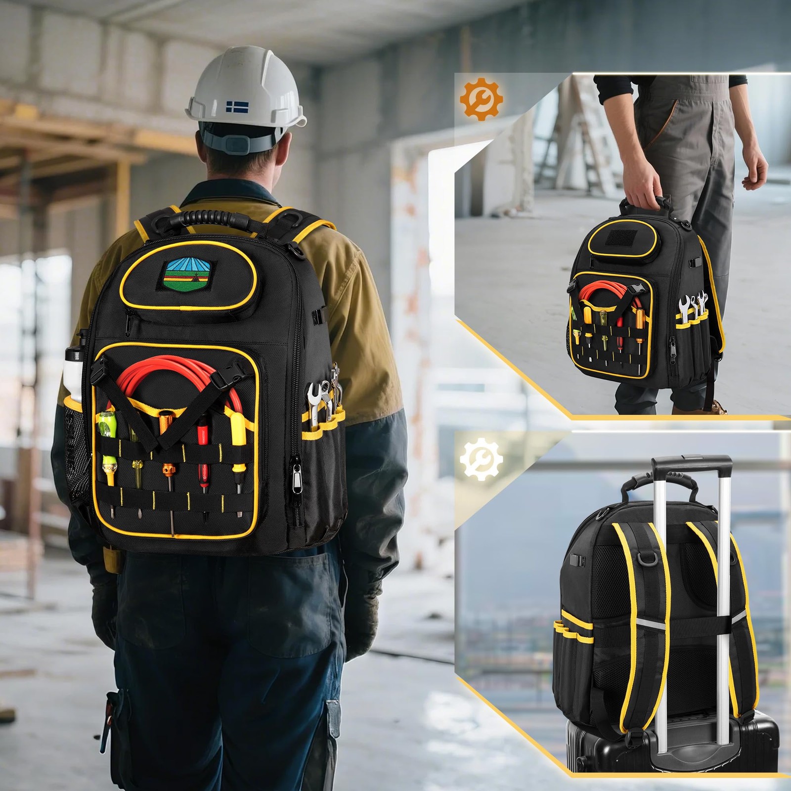 Tool Backpack with a Tool Pouch, Heavy Duty Tool Bag with Multiple Pockets, B…