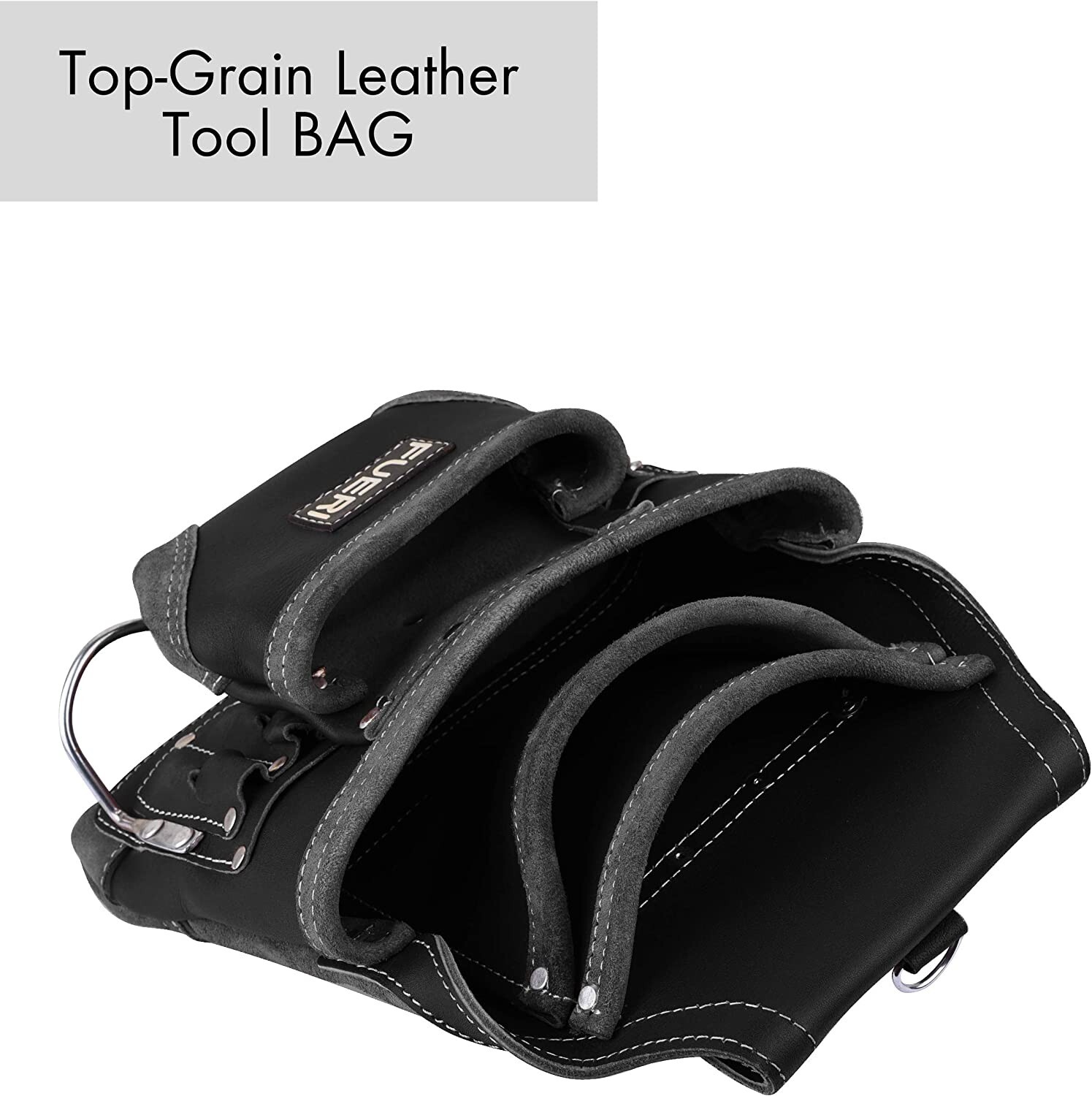 Leather Tool Pouch for Carpenters 10 Pocket Framers Electrician Belt Nail Bag