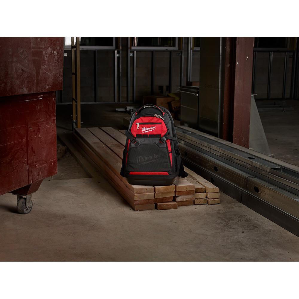 milwaukee jobsite backpack tool storage bag heavy duty construction book bag