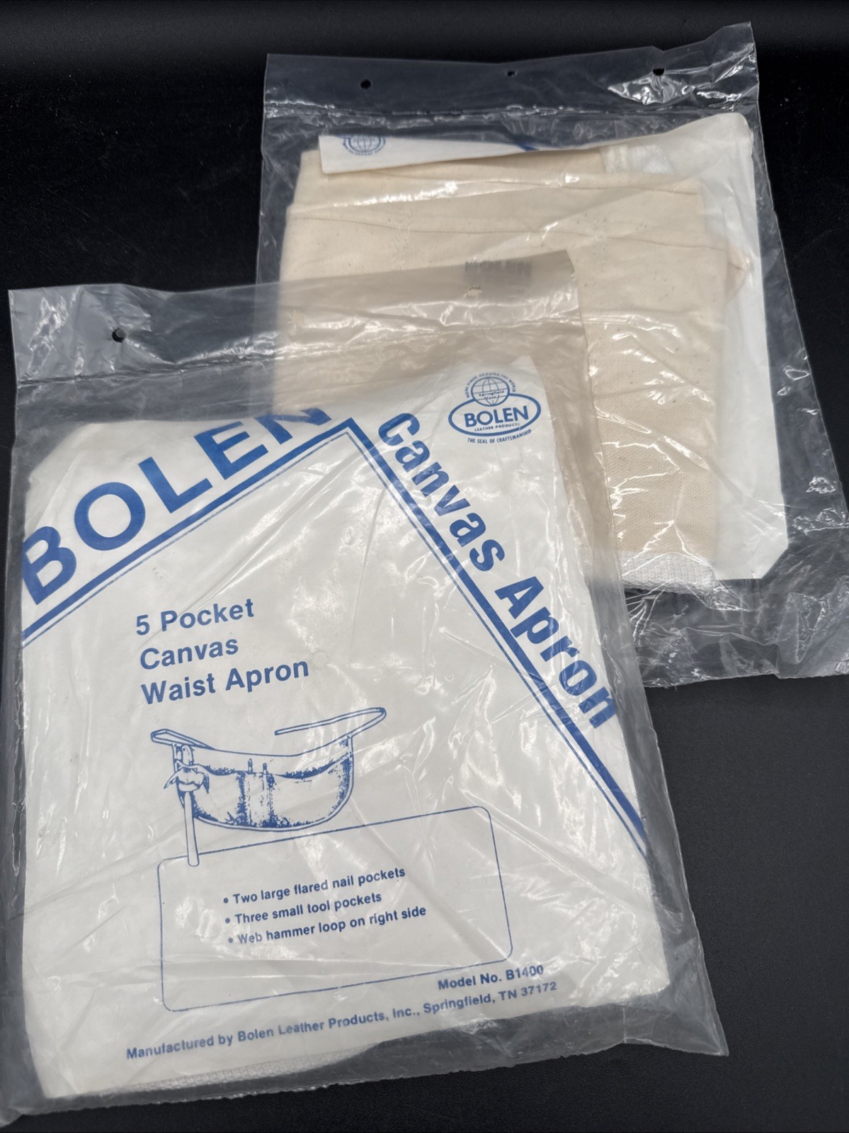 Classic Canvas Waist Apron Bolen #B-1400 5 Pockets Hammer Loop Made in USA NOS