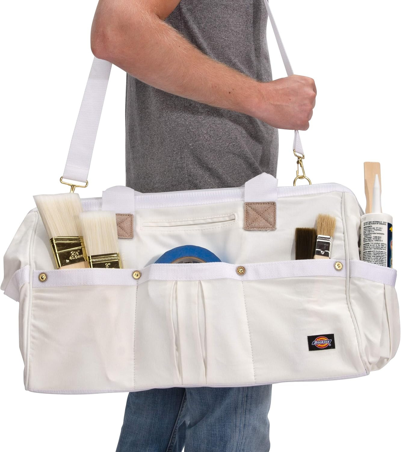 20-Inch Durable Canvas Work Bag for Painters, Carpenters, and Builders, Heavy-Du
