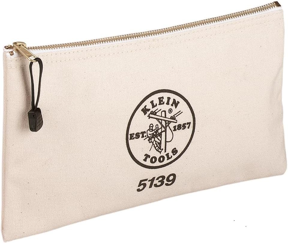 Klein Tools Canvas Zipper Bag – Secure, Durable Storage for Tools, 2-Liters