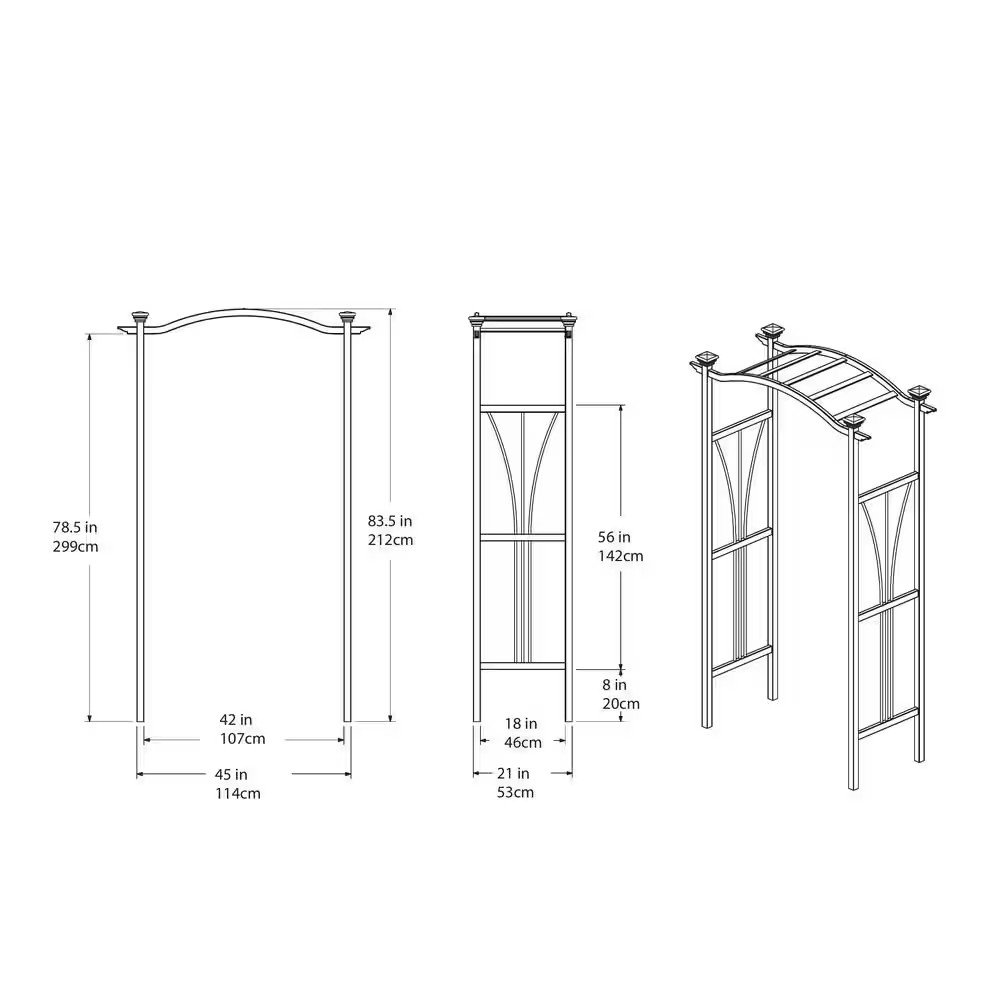 45 In. L X 21 In. W X 84 In. H London Vinyl Arbor, White, VA68102