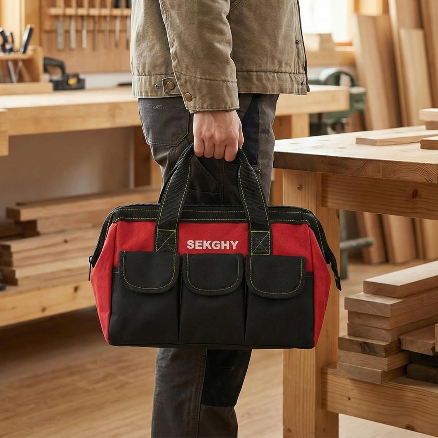 13-Inch Tool Bag Power Drill Drivers Storage Bag,Waterproof Hard Bottom, Heavy D
