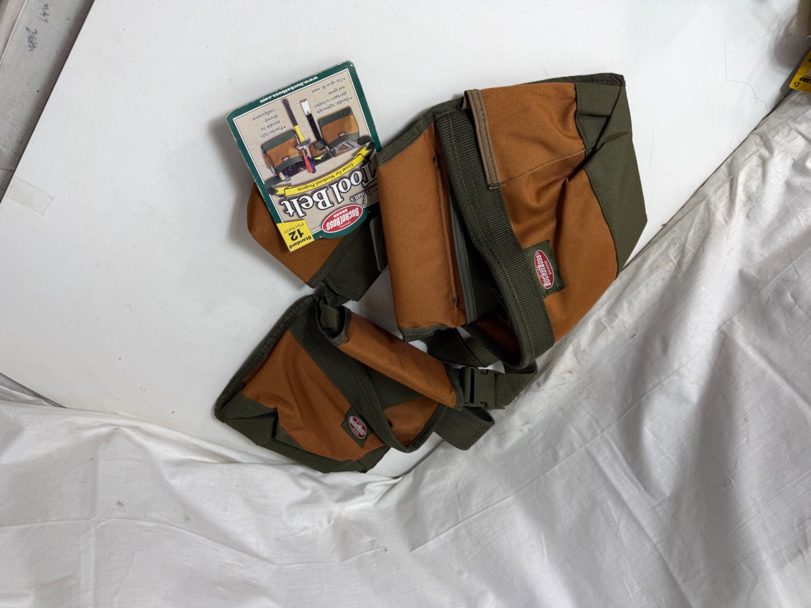 Bucket Boss Handyman’s 12-Pocket Tool Belt Adjustable Waist Apron Brown Green