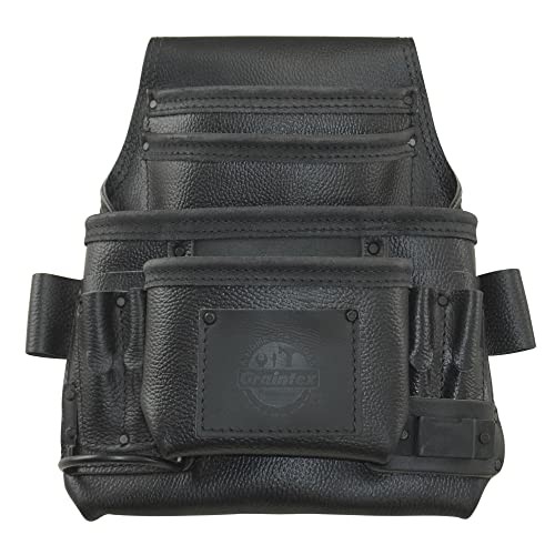 Graintex ST2830 10-Pocket Black Top-Grain Leather Tool Pouch