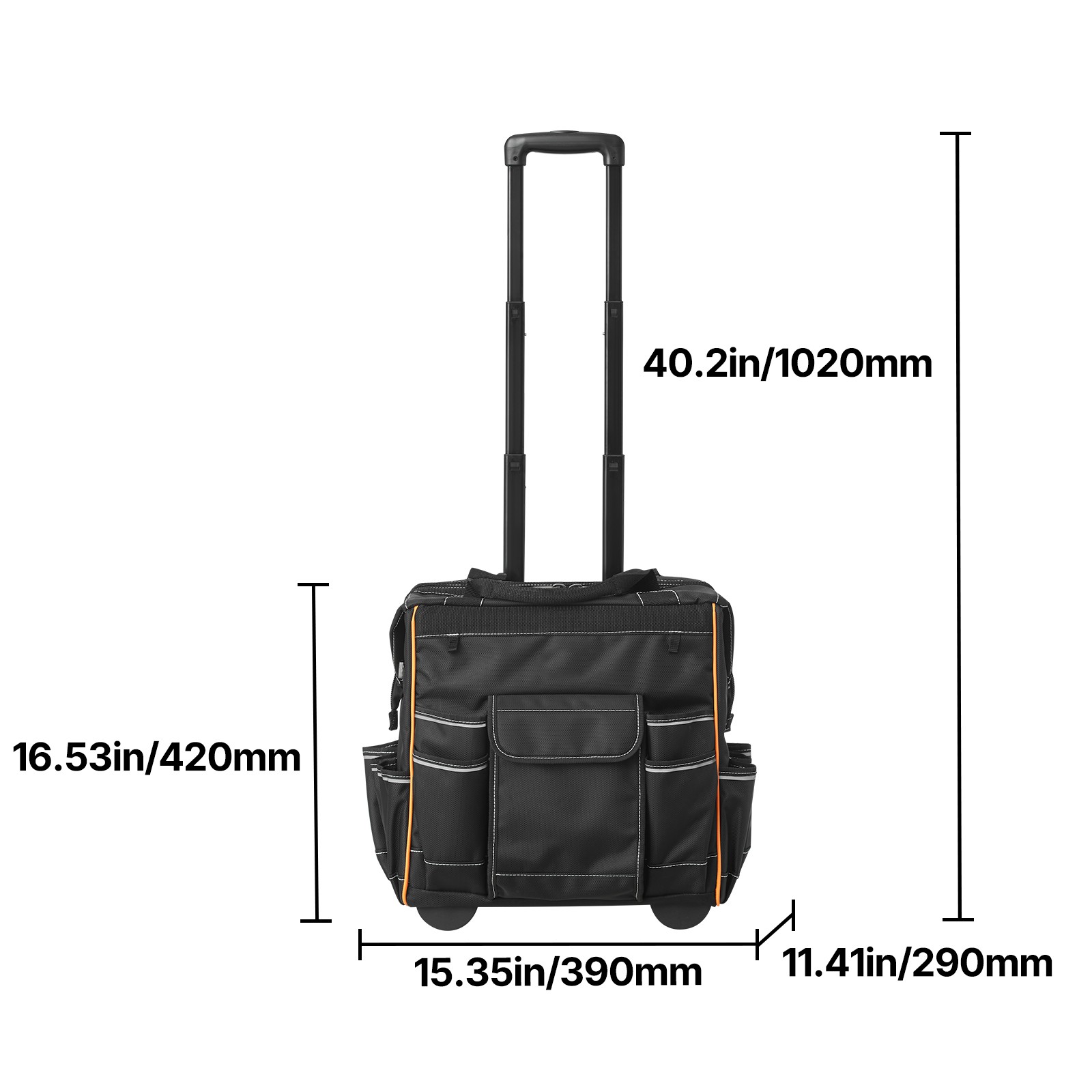 Uimoso Rolling Tool Bag 25 Pockets Heavy Duty Roller Tool Bag on Wheels 15″