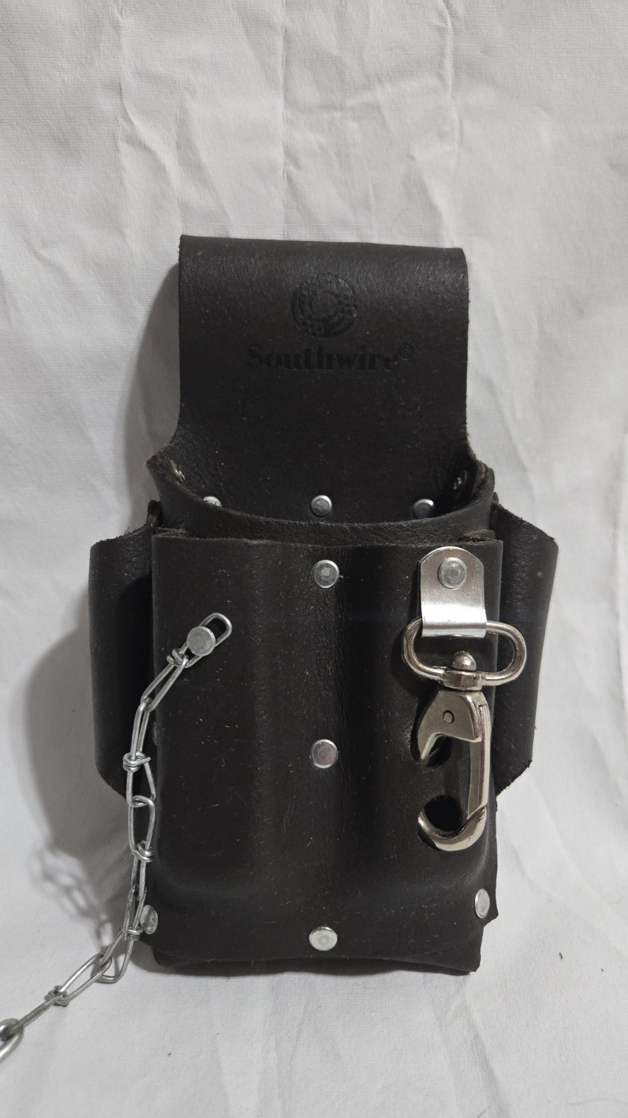 Southwire POUCH4 Dark Brown Leather 5-Pocket Electrician Tool Pouch with Tape…