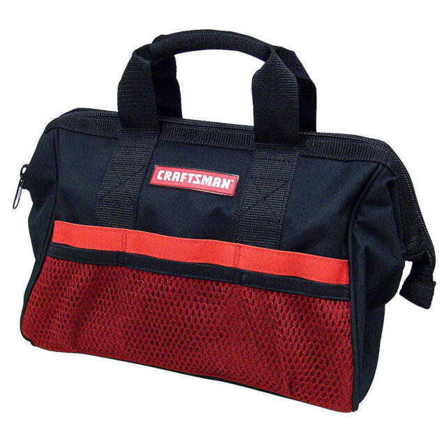 Craftsman 13 in. W X 9.75 in. H Wide Mouth Tool Bag 6 pocket Black/Red NWT
