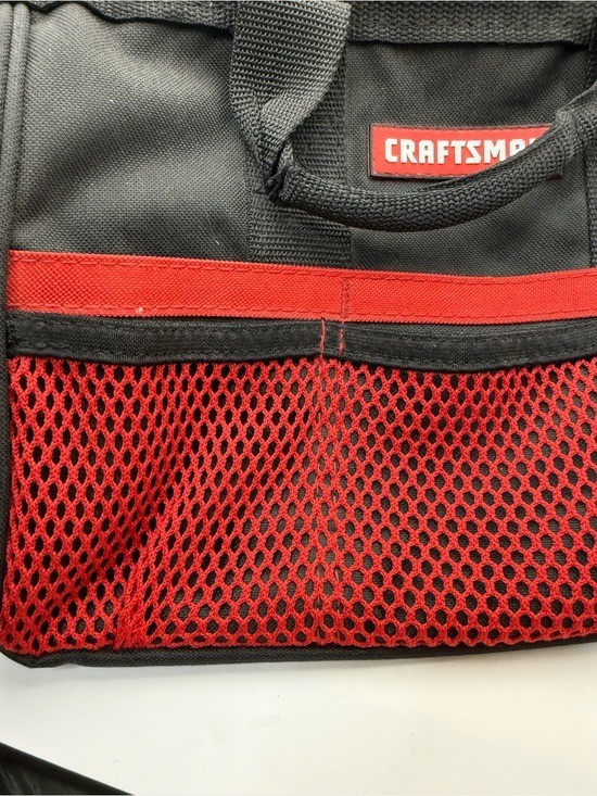 Craftsman 14” Tool Bag Black Red Polyester Zippered Utility Tote Part 37537