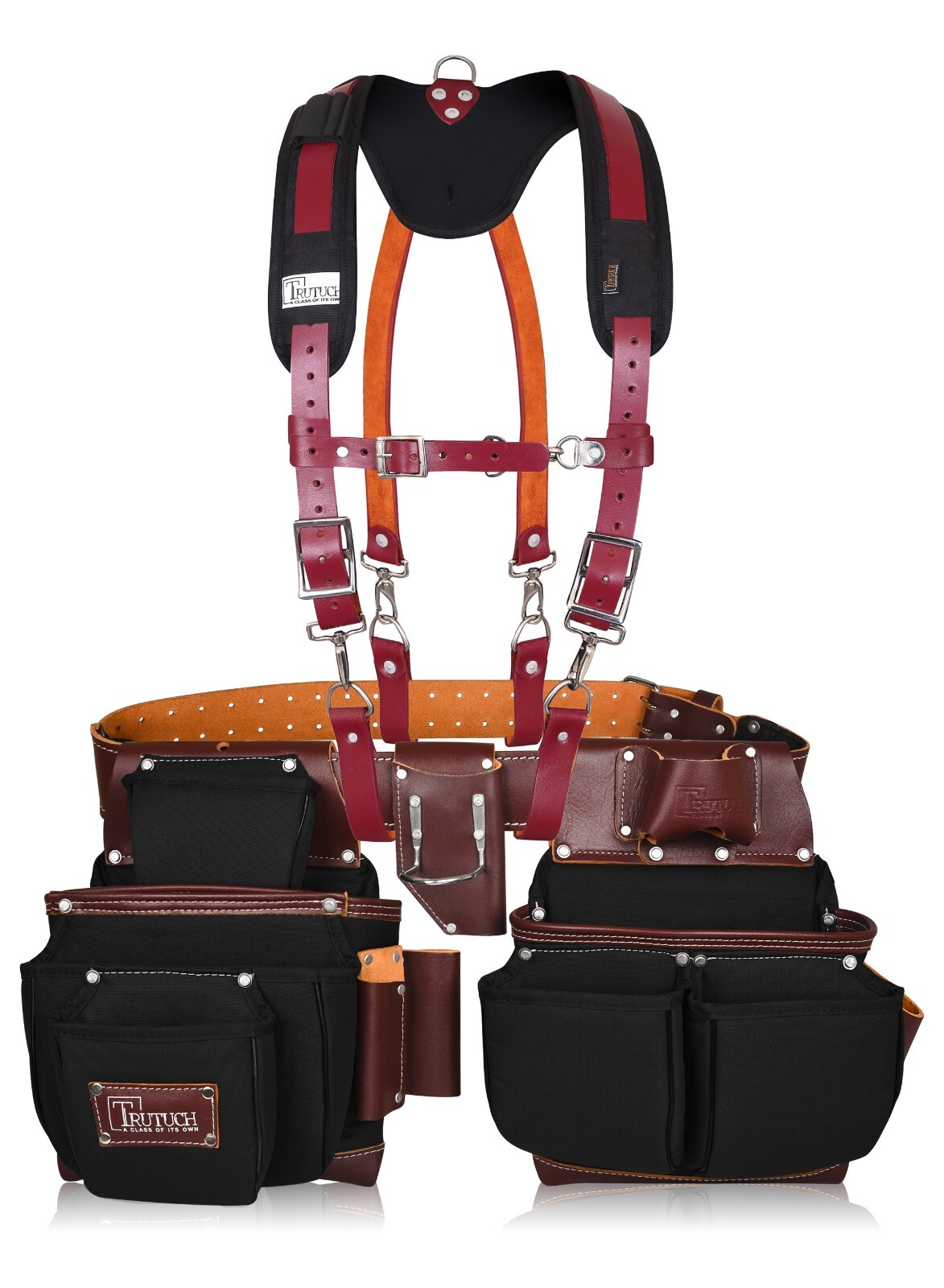 TRUTUCH Nylon and Leather Tool Belt with Leather Work Suspender | Electrician