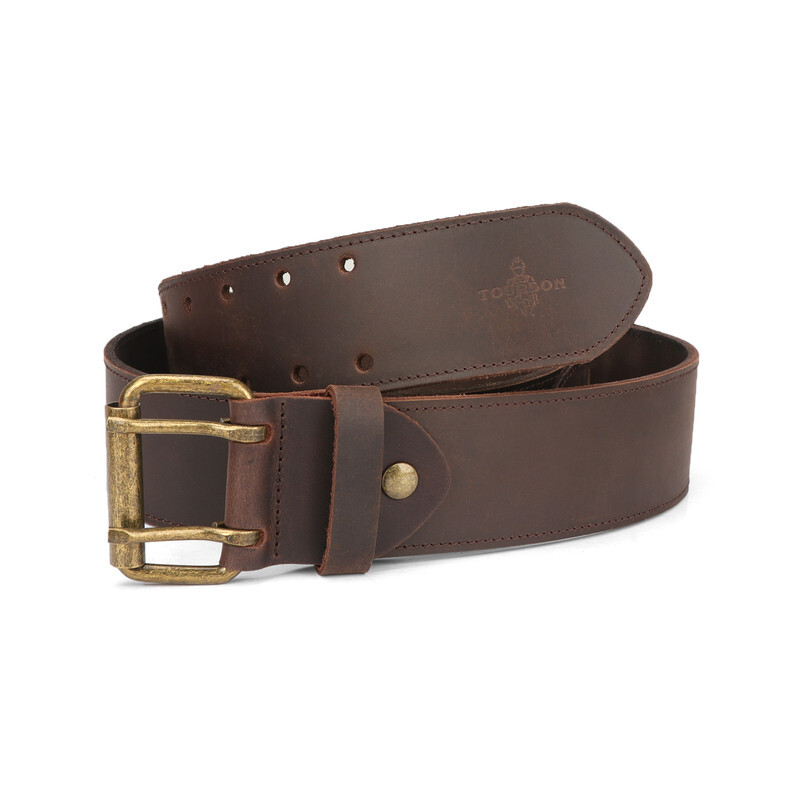 TOURBON Leather Tool Carry Workshop Waist Belt 2″ Double Roller Buckle Rig Belt