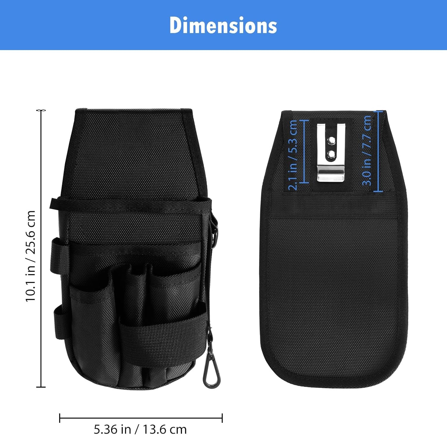 5-Pockets Tool Pouch Organization, Heavy-Duty Electrician Tool Pouches-Black