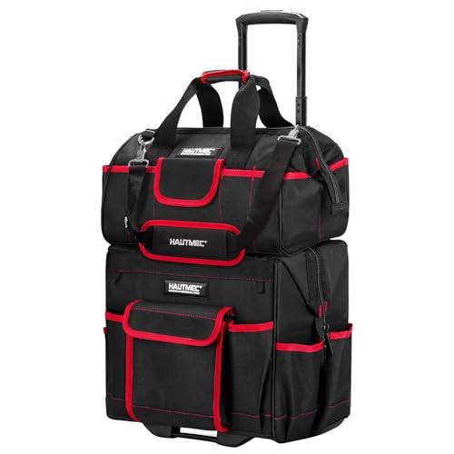 HAUTMEC 2 Piece Rolling Tool Bag Set 15 Inch Wheeled Tote