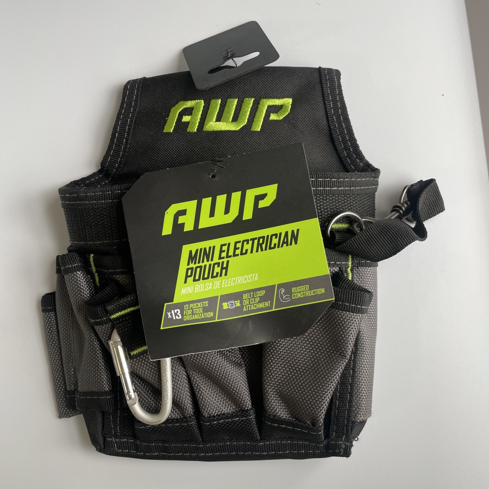 AWP 673332 Mini Electrician Nylon Tool Pouch 13 Pockets-Belt Loop-Clip