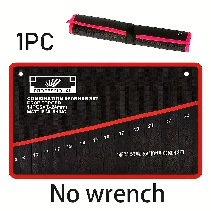14 Pocket Tool Roll Organizer Durable Wrench Storage Bag with Handle for Worksho