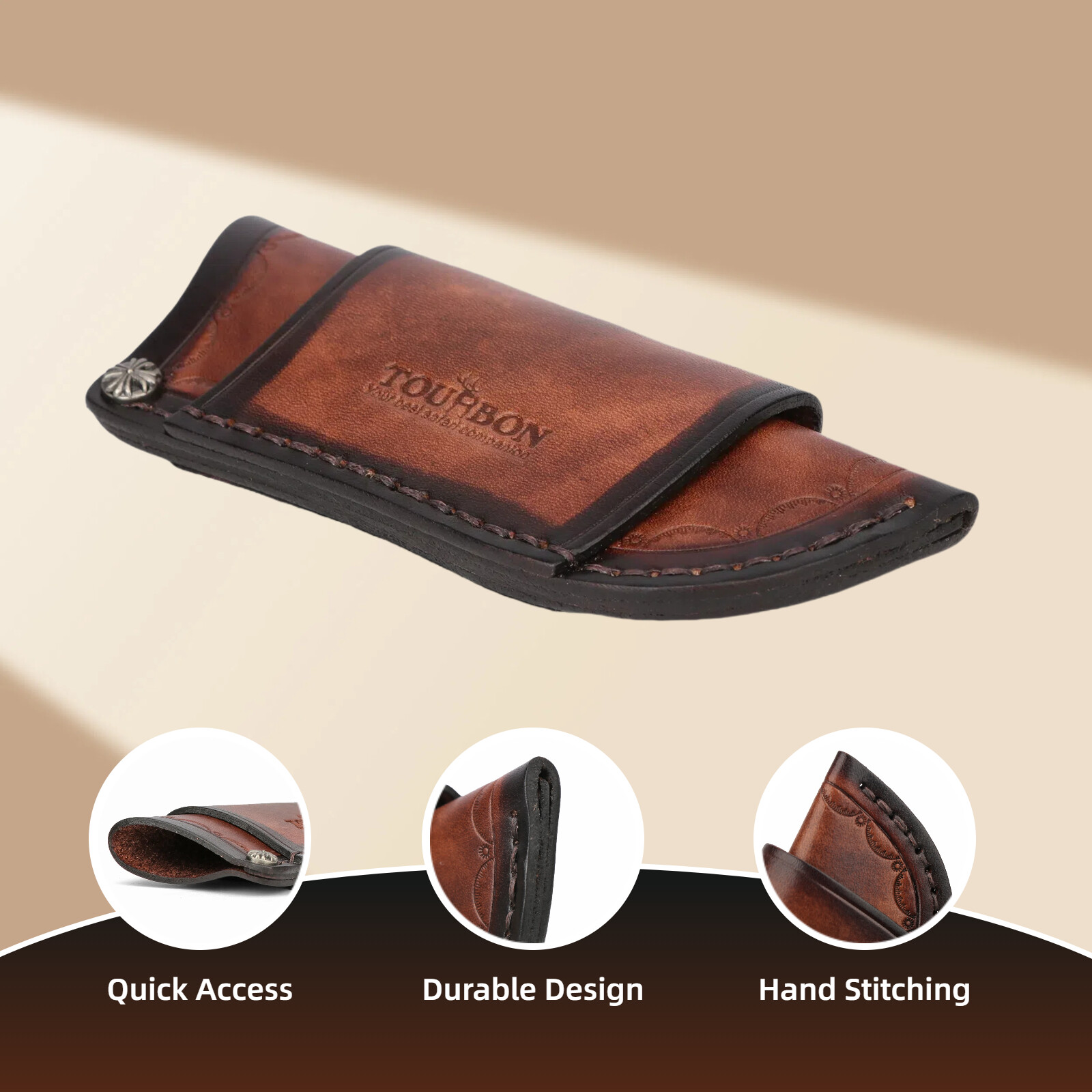 TOURBON Leather Knife Sheath Fixed Blade Case Belt Pouch Fit 4in Knives Camping
