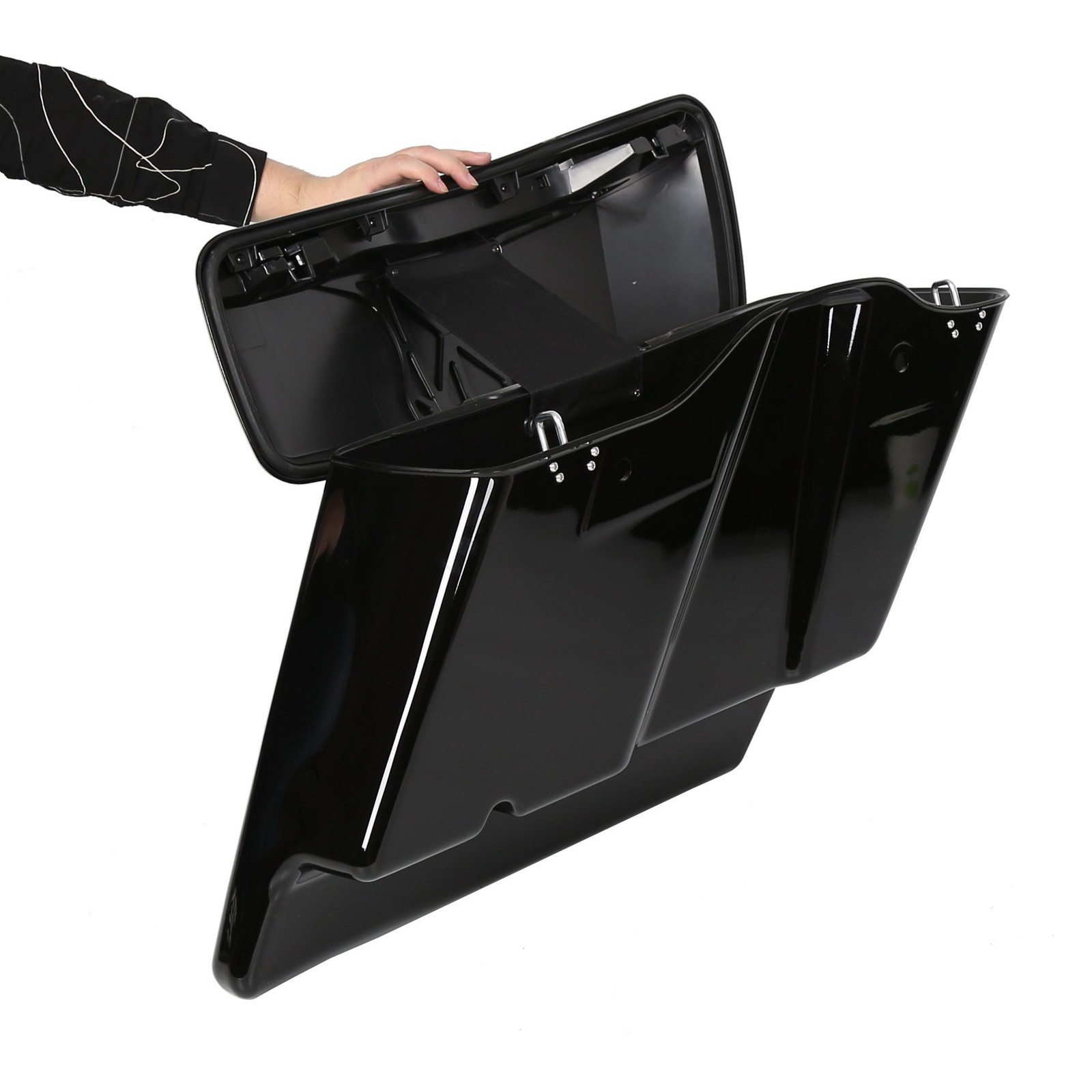5” Complete Black Painted/Unpainted Extended Stretched Saddlebags Saddle bag Wi
