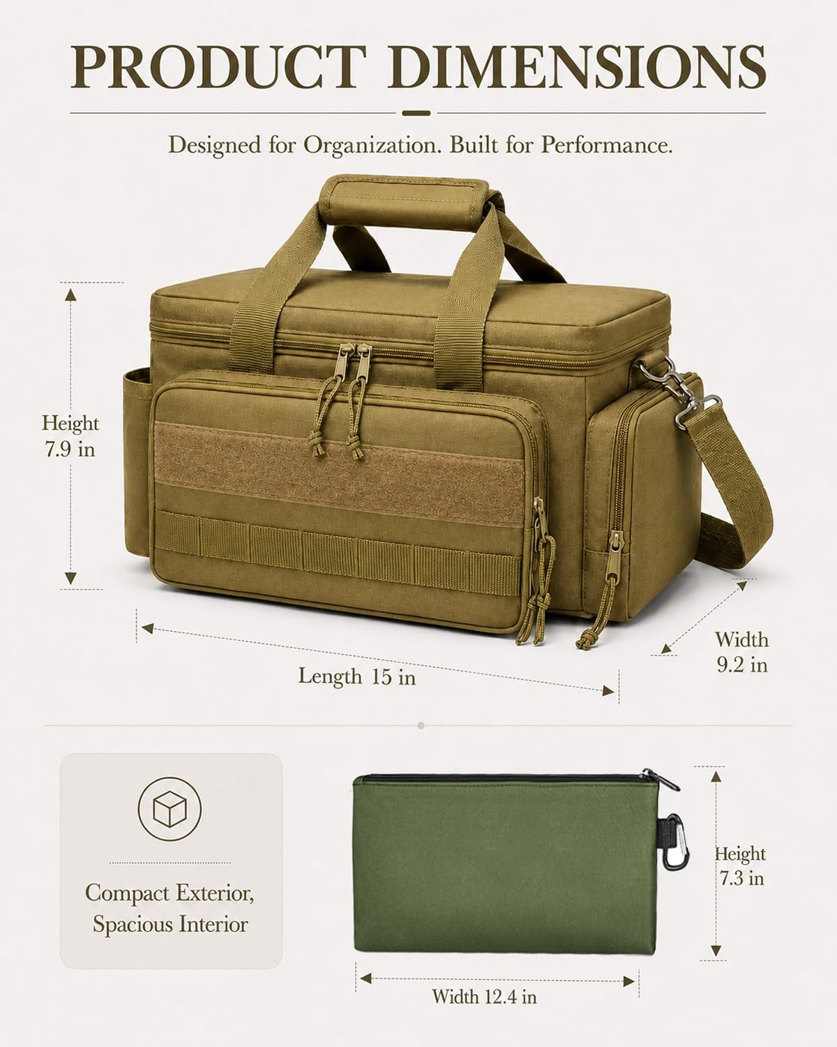 15-Inch Tool Bag Multi-purpose Organizer with 3 Pouches and Adjustable Shoulder