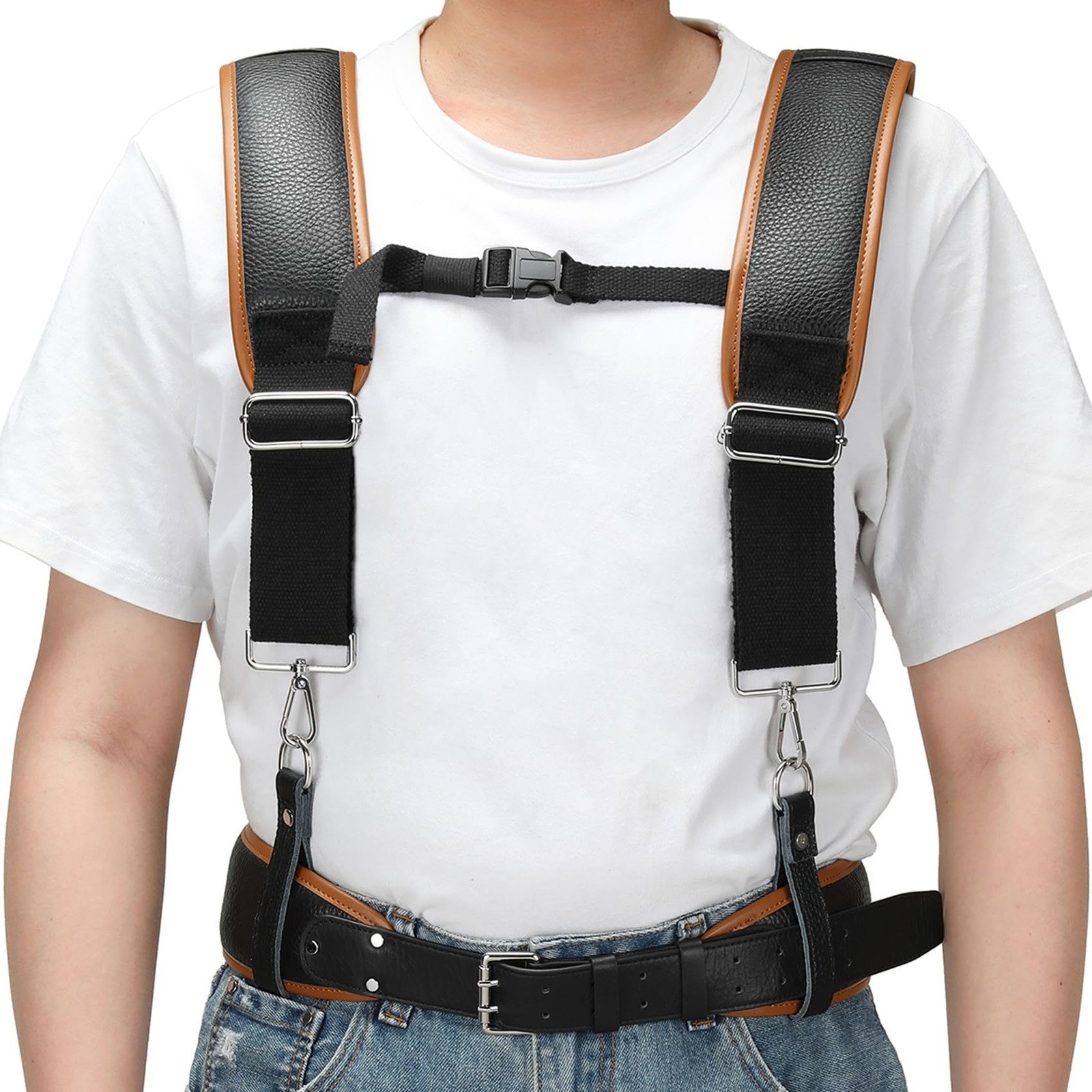 Tool belt suspenders,Heavy-Duty Tool Belt Suspender For Men, Comfy Padded too…