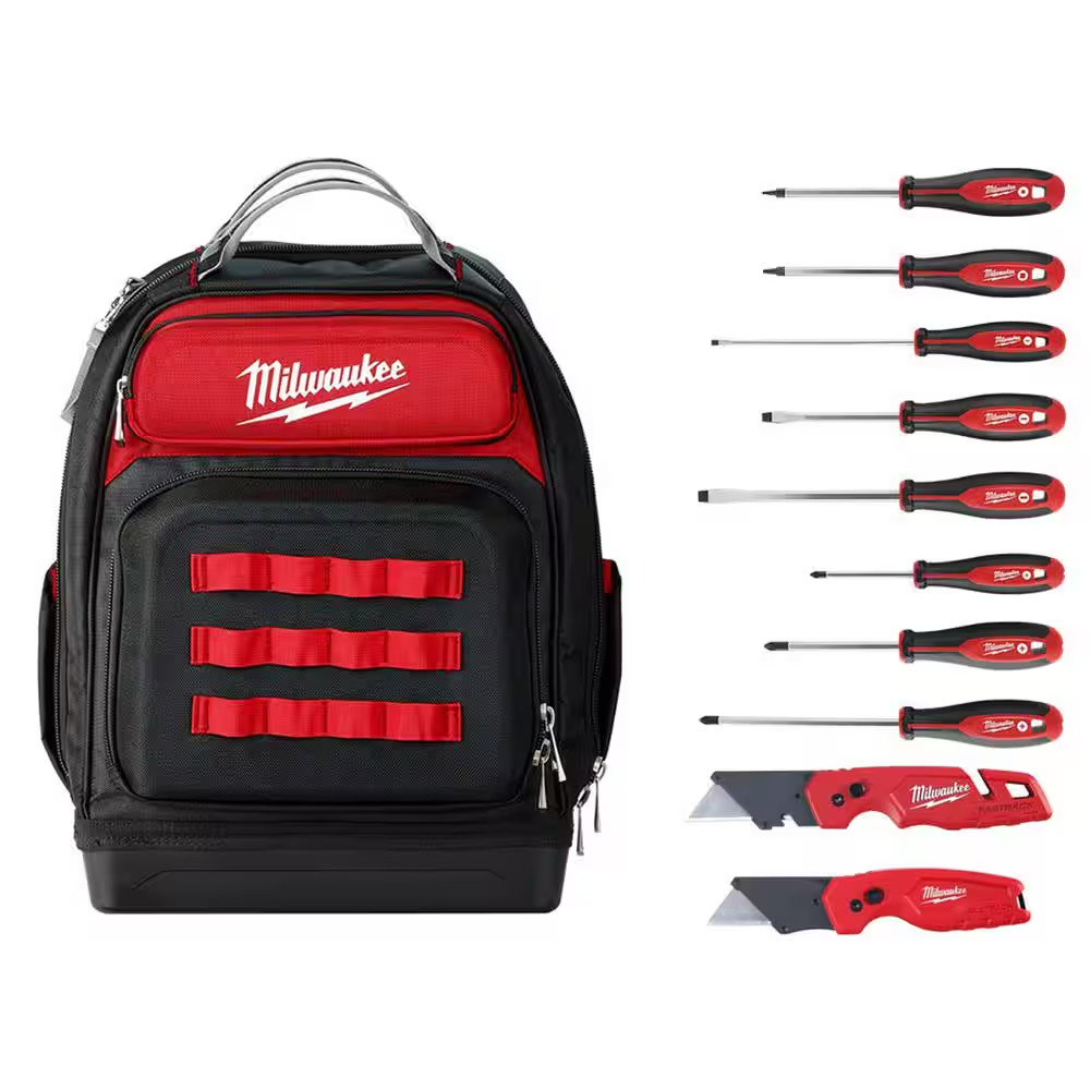 15 In. Ultimate Jobsite Backpack with Screwdriver Set and FASTBACK Utility Knife