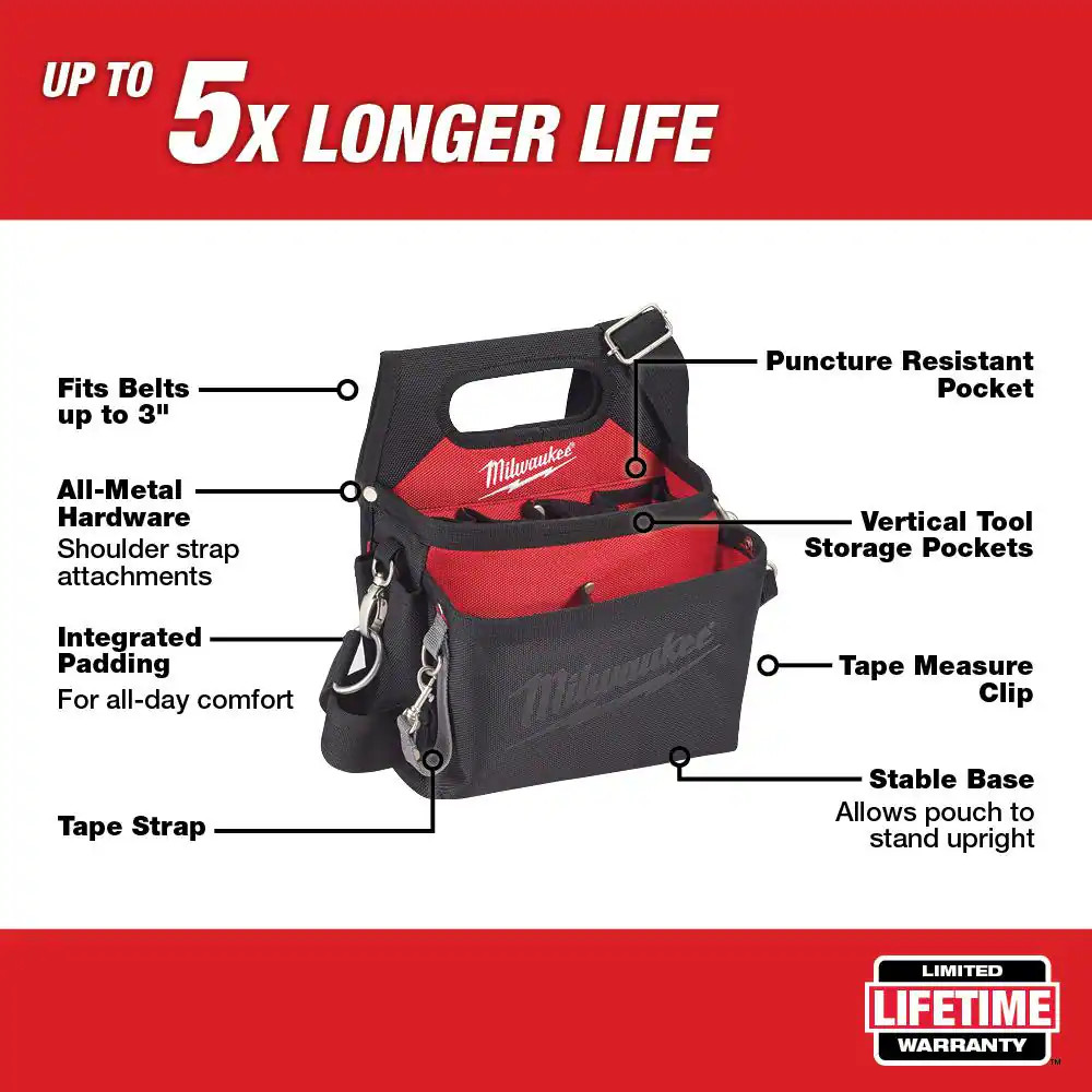 15-Pocket Electricians Tool Holder with Quick Adjust Belt and 6-In-1 Wire Stripp