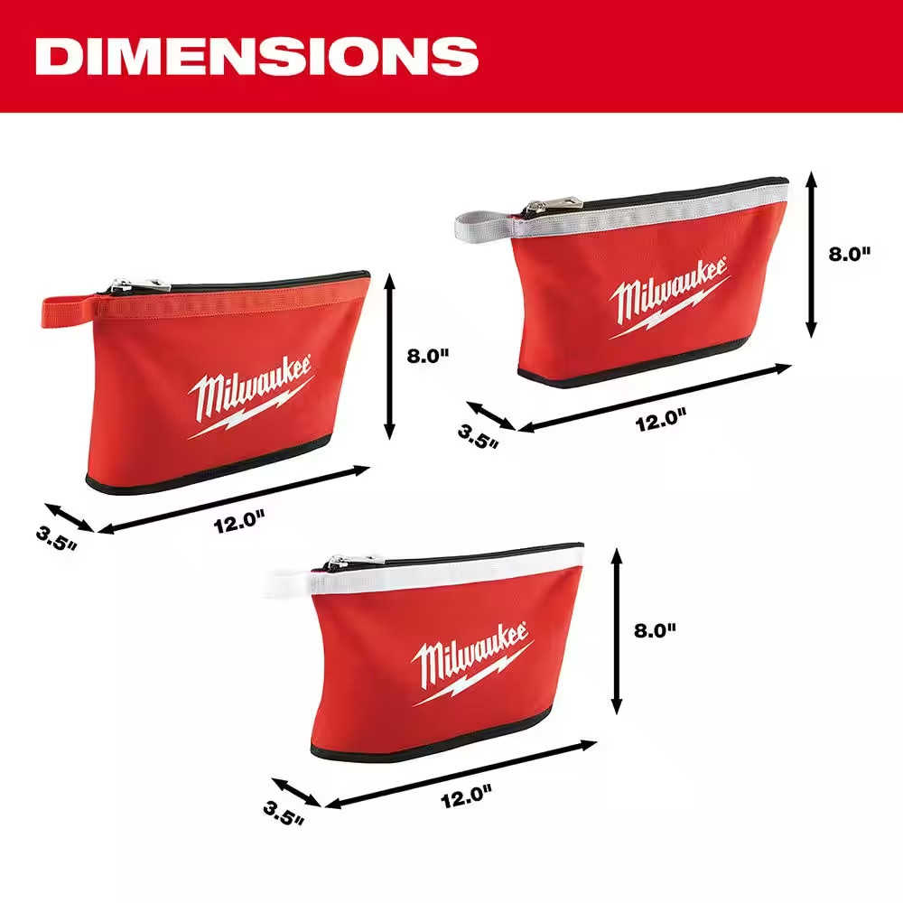Ballistic Fabric Tool Bag + 3-Pack Zipper Accessory Pouch Set Jobsite Contractor