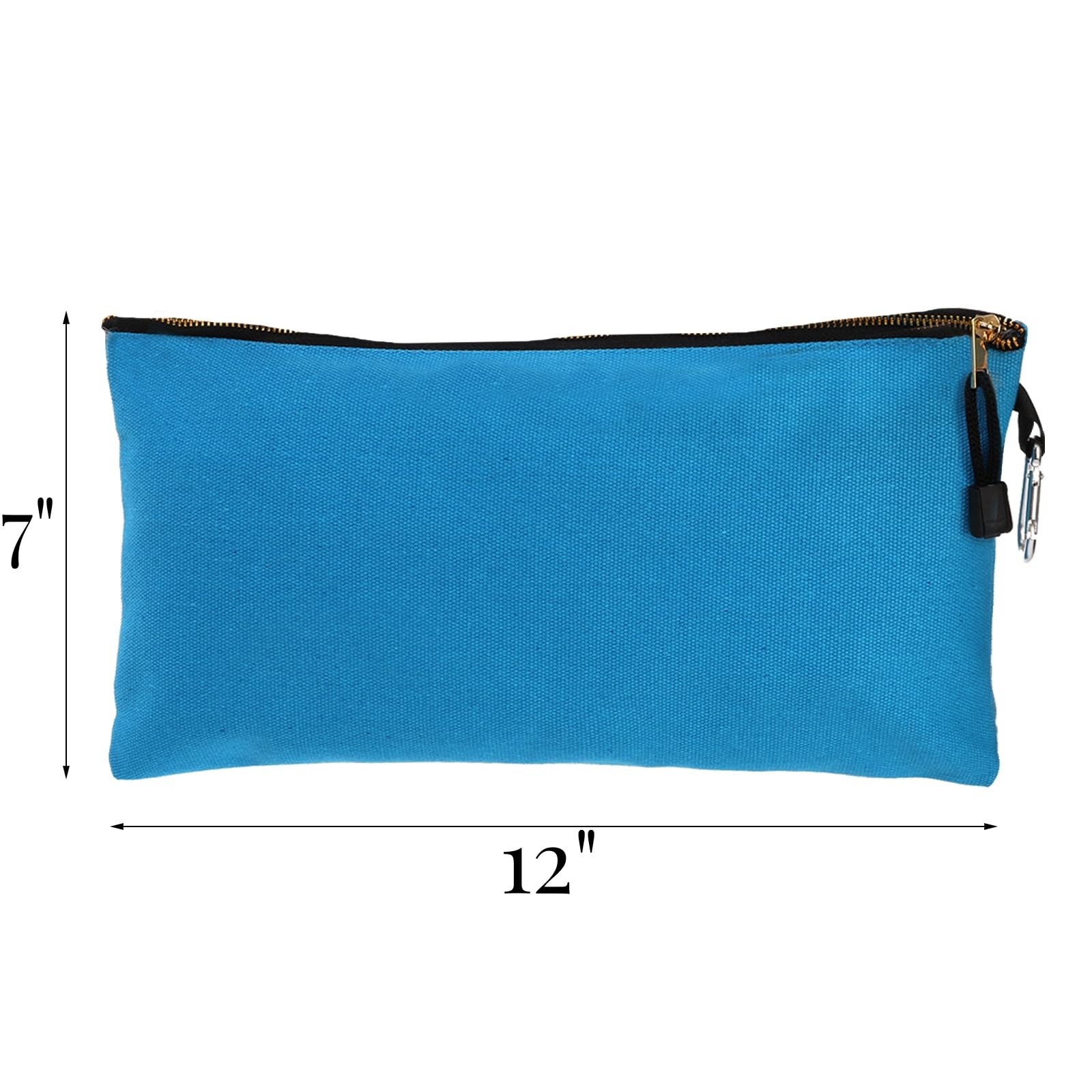 7 Pack Canvas Tool Pouch with Carabiners, 12″ x 7″ Heavy Duty Zipper Utility …